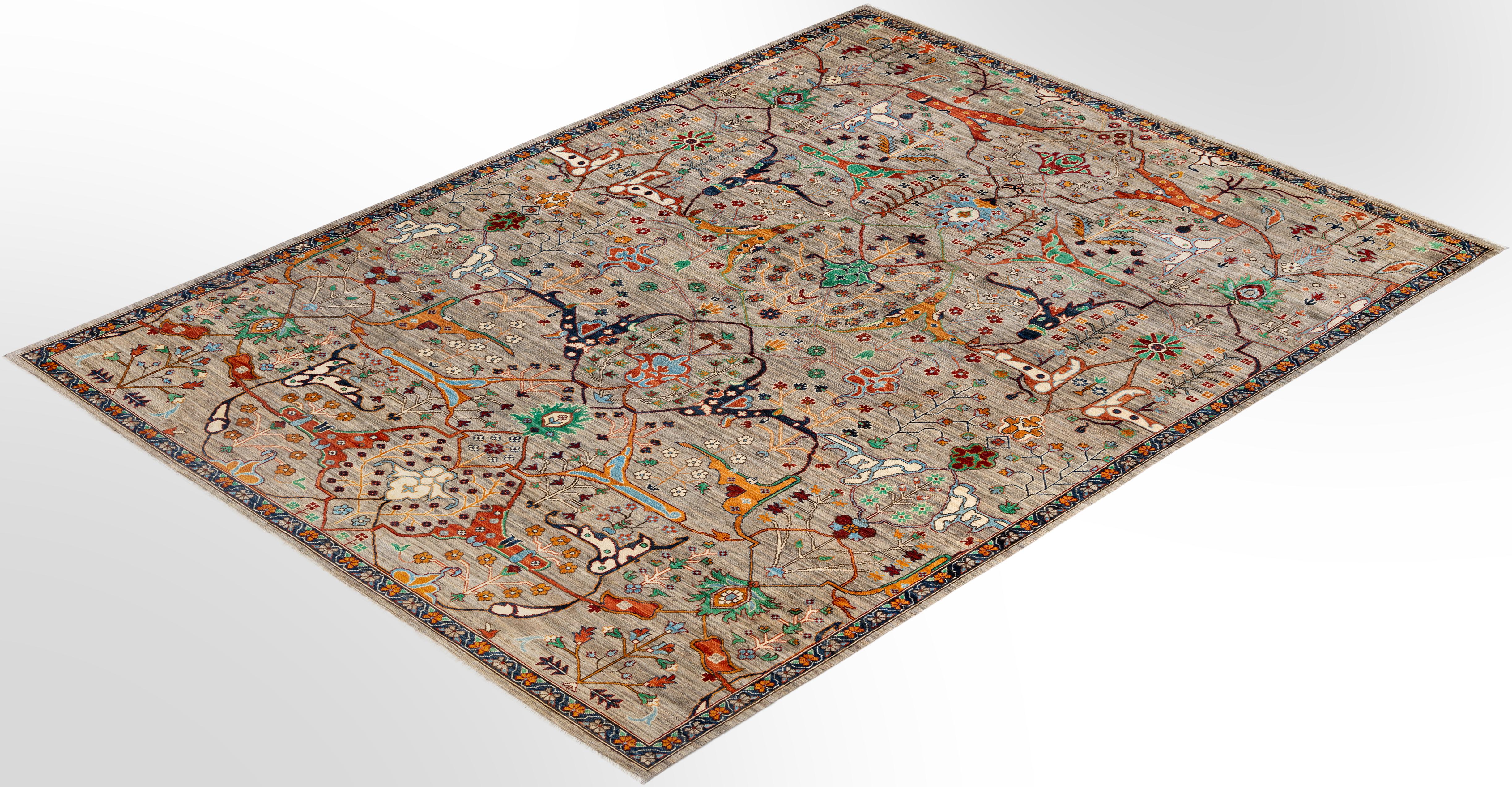 Serapi Tapis unique en laine marron 9' 0