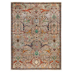 Serapi Tapis unique en laine marron 9' 0" x 12' 2"
