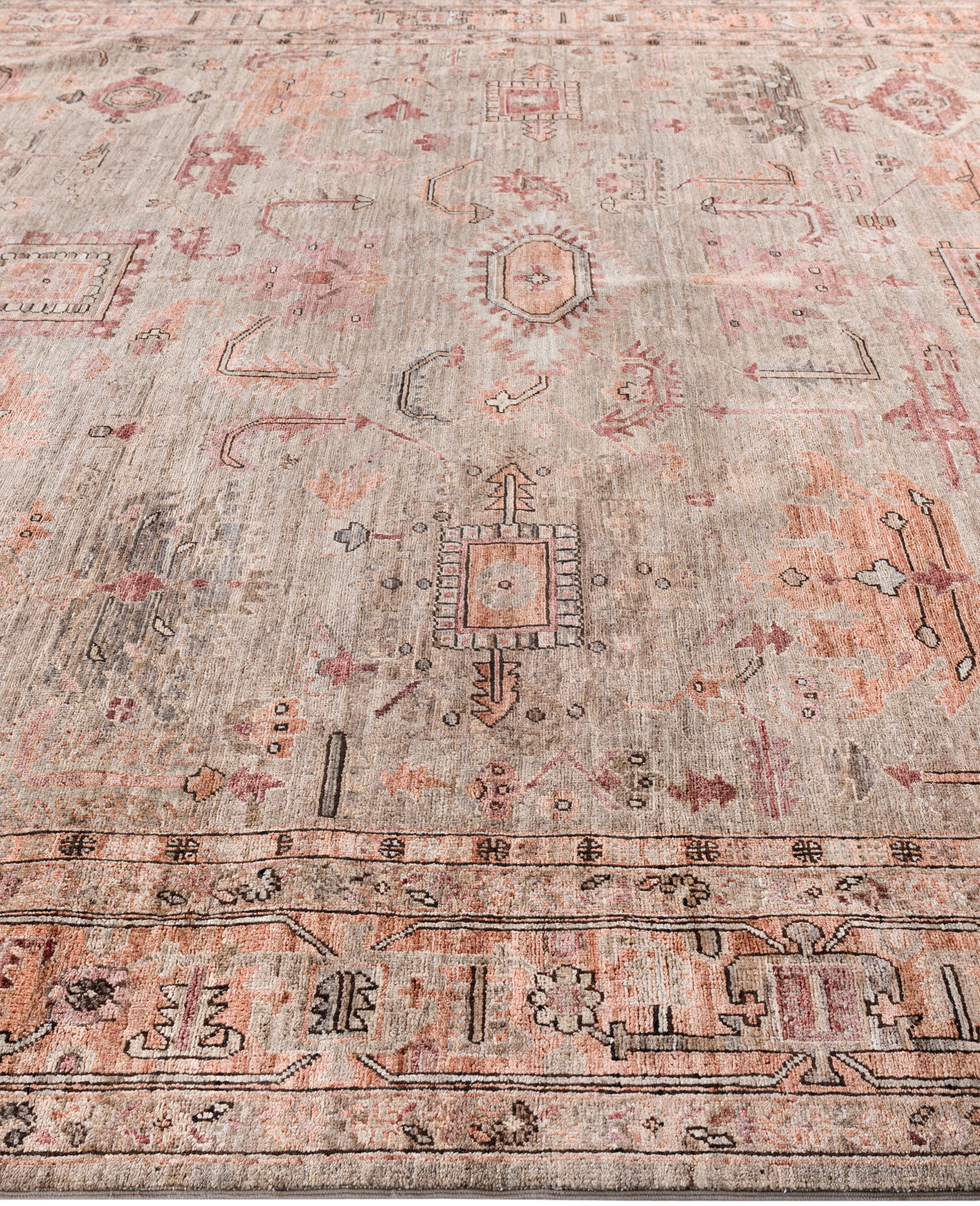 Hand-Knotted Serapi One-of-a-Kind Wool Brown Area Rug 9' 3