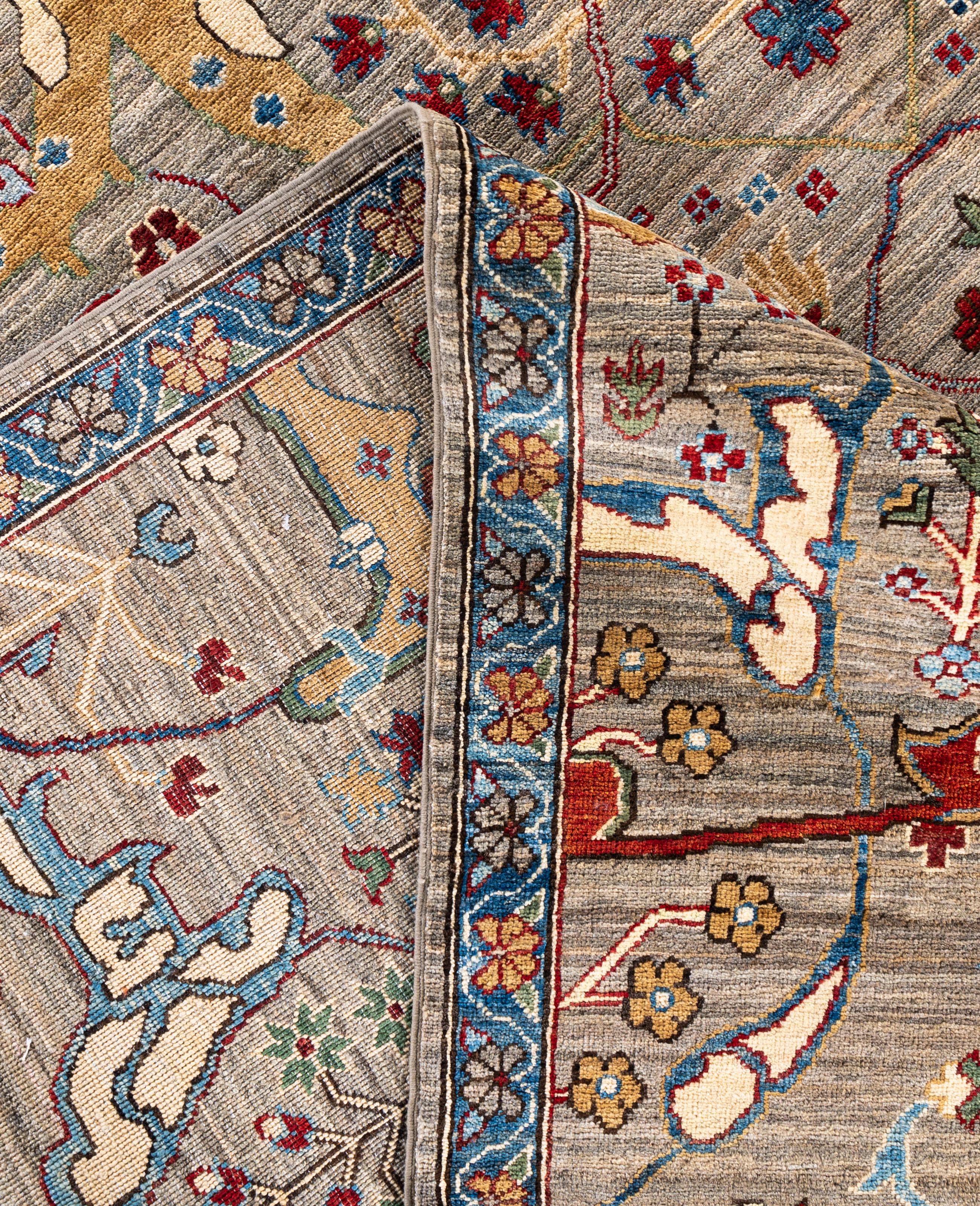 XXIe siècle et contemporain Serapi Tapis unique en laine marron 9' 3