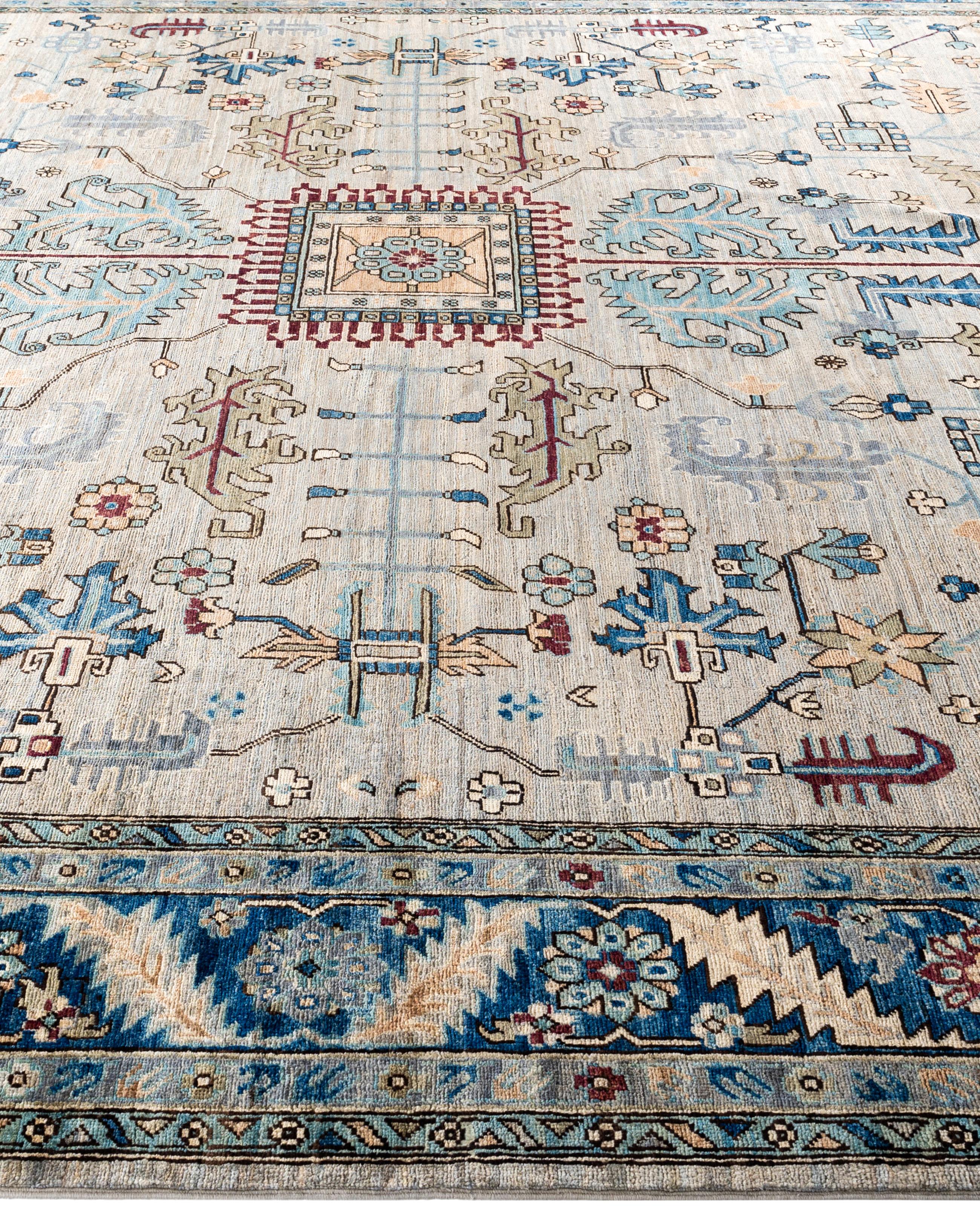 Hand-Knotted Serapi One-of-a-Kind Wool Gray Area Rug 10' 0
