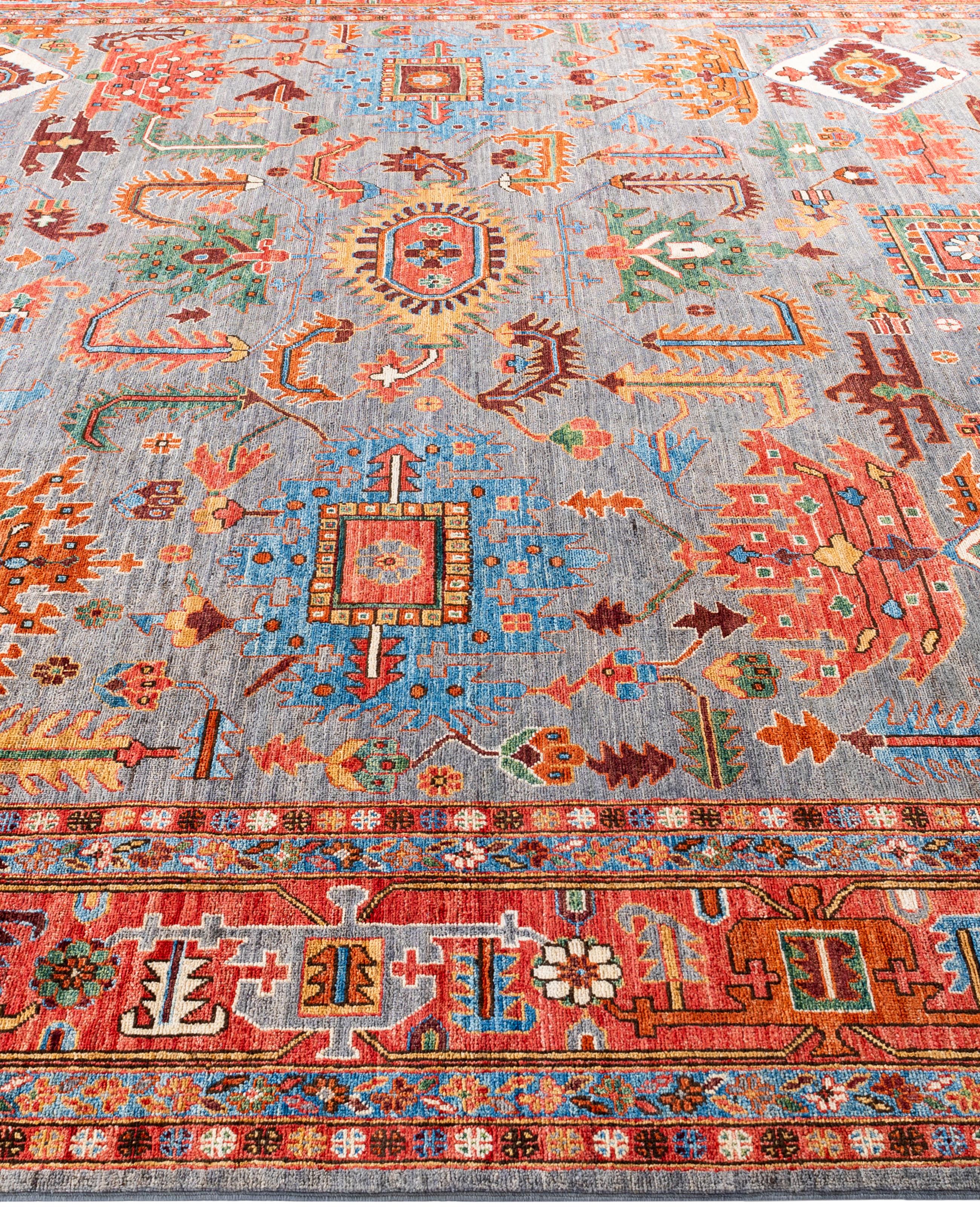 Hand-Knotted Serapi One-of-a-Kind Wool Gray Area Rug 10' 0
