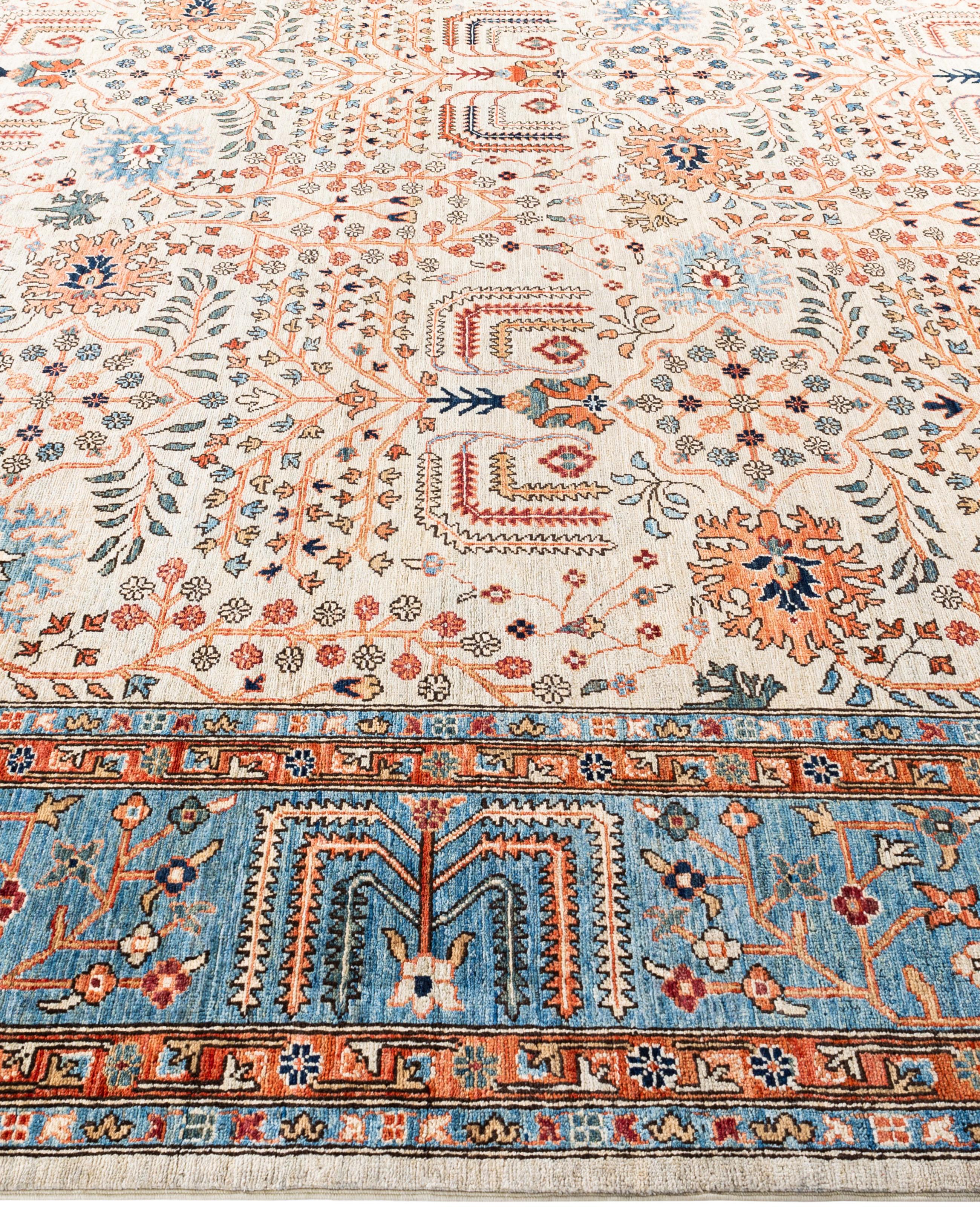 Hand-Knotted Serapi One-of-a-Kind Wool Gray Area Rug 10' 0