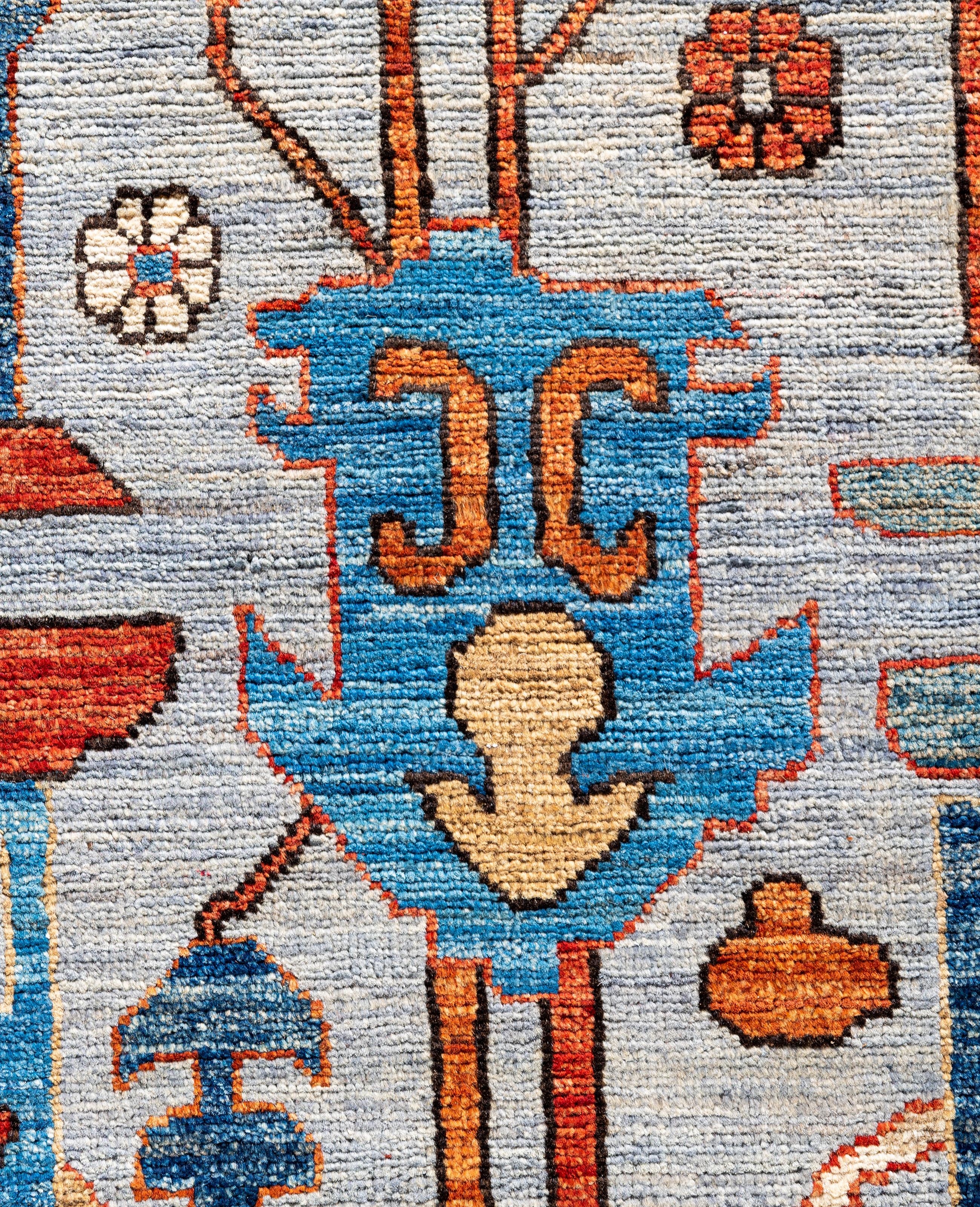Pakistano Tappeto Serapi One-of-a-Kind Wool Gray Area Rug 10' 2
