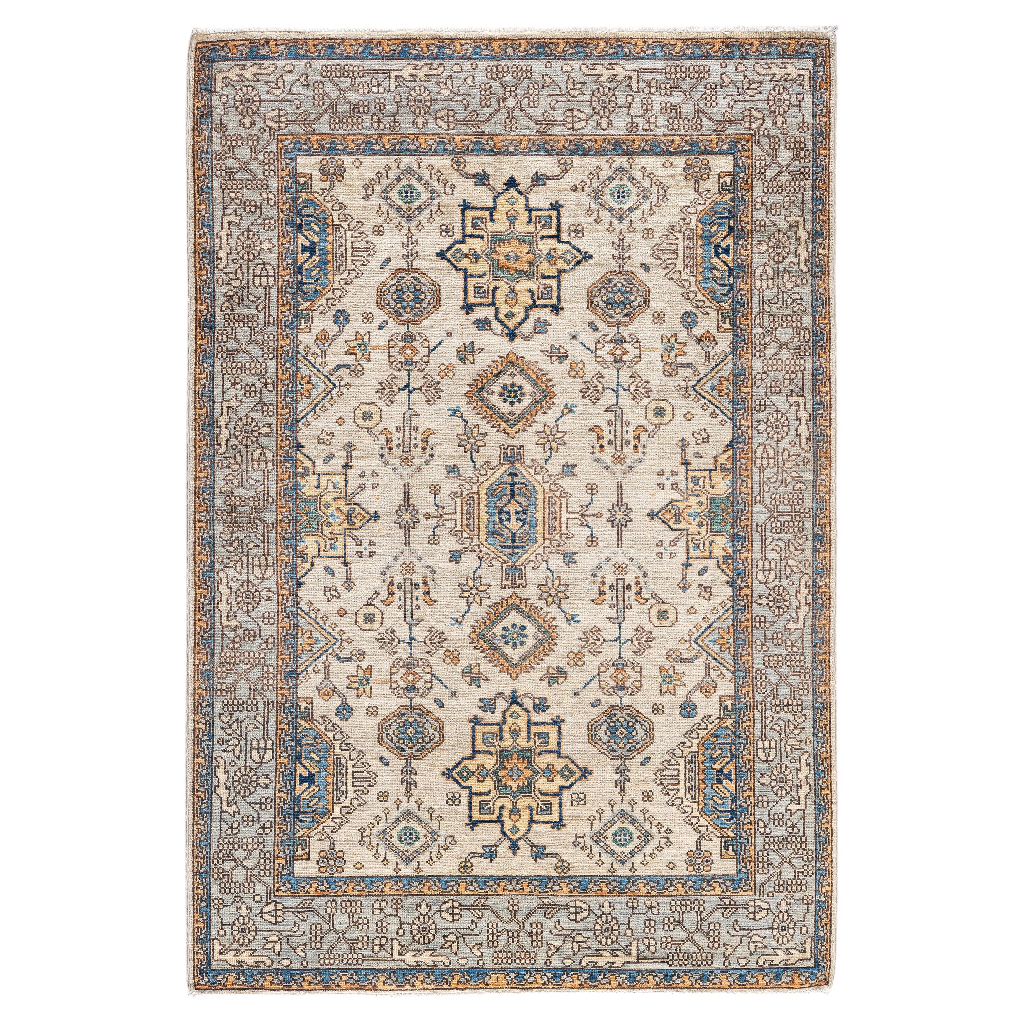 Alfombra de lana gris única Serapi 3' 11" x 5' 9"