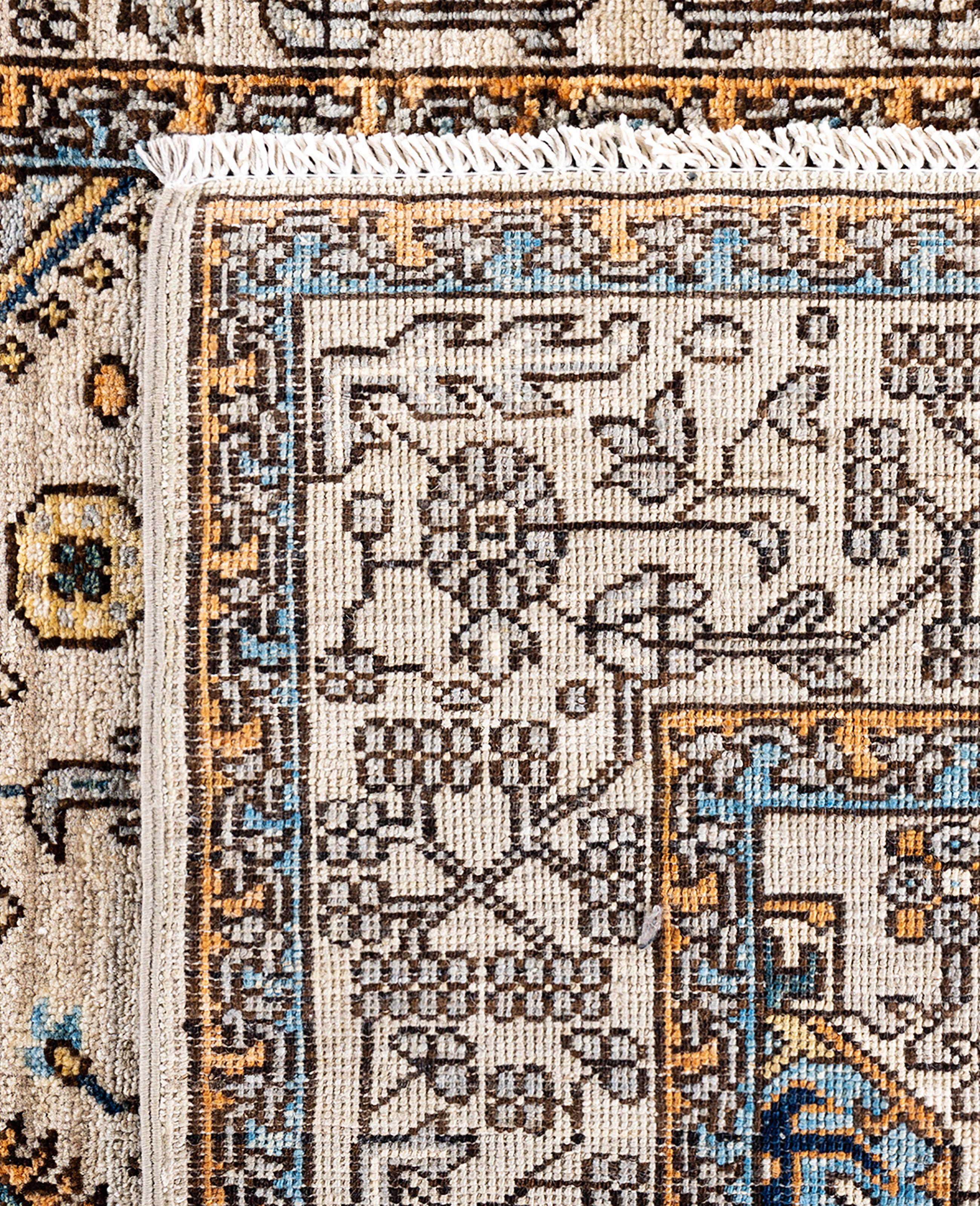 Alfombra de lana gris única Serapi 4' 0