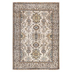 Alfombra de lana gris única Serapi 4' 0" x 5' 9"