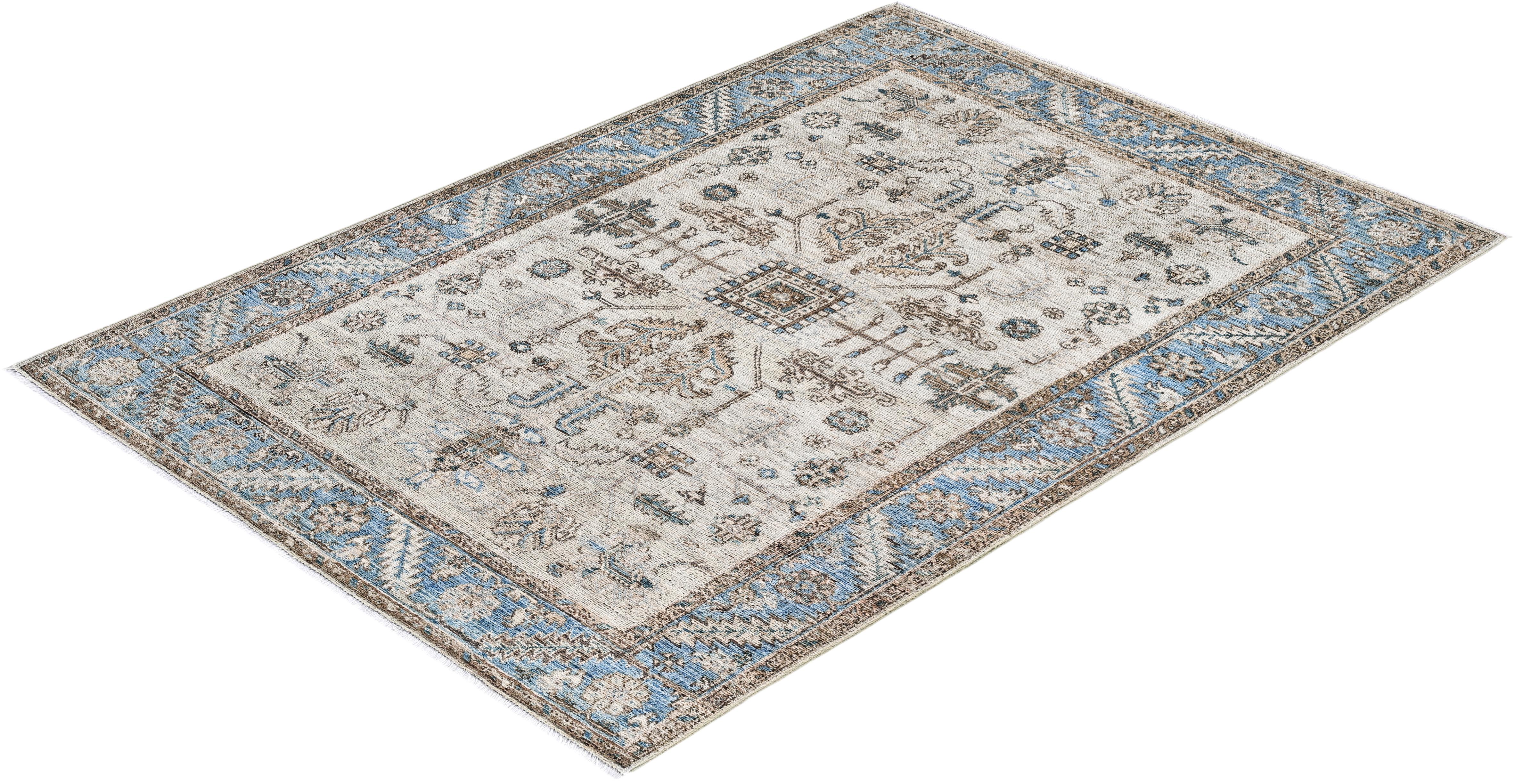Serapi One-of-a-Kind Wolle grau Bereich Teppich 4' 1