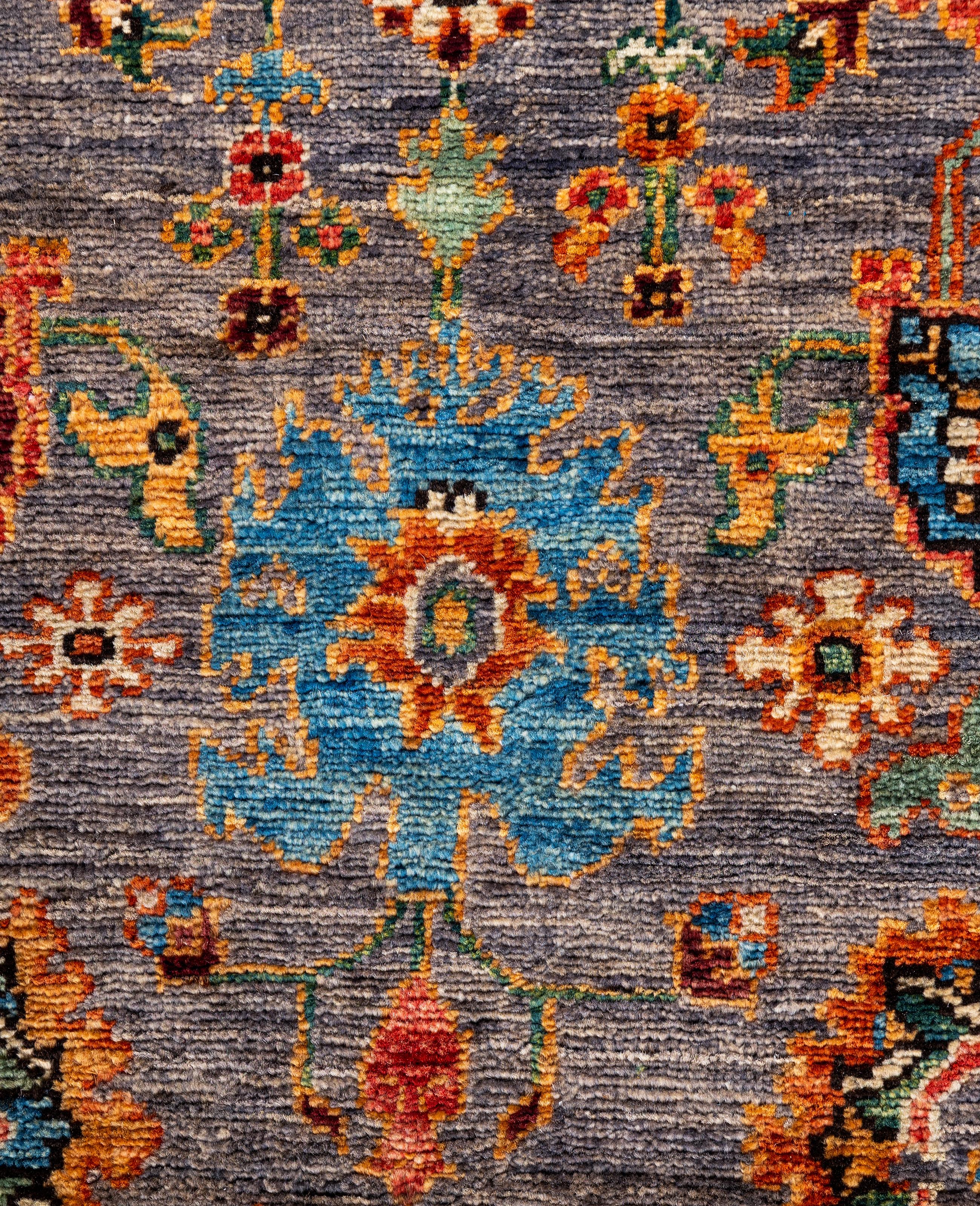 Alfombra de lana gris única Serapi 4' 3