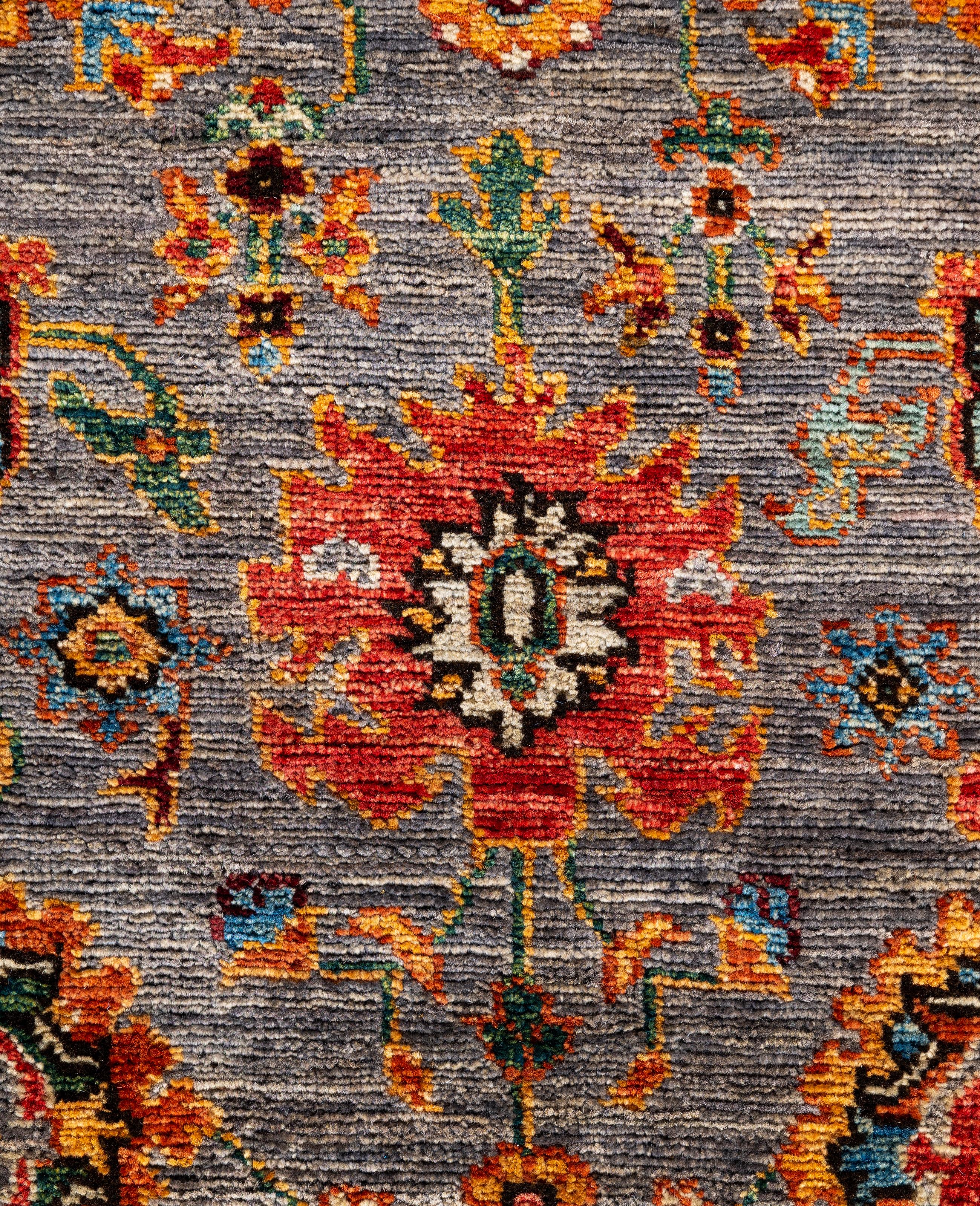 Alfombra de lana gris única Serapi 4' 3