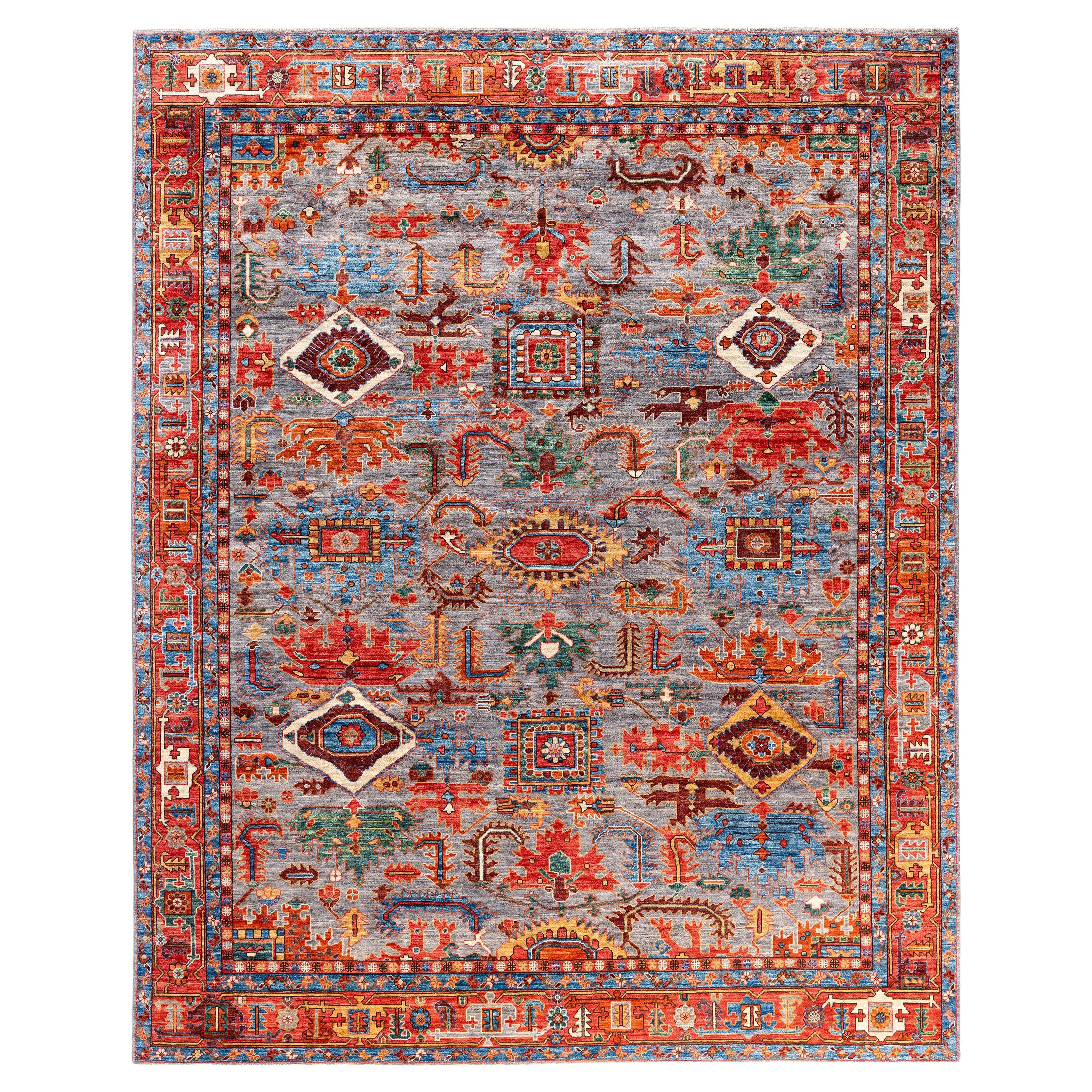 Tappeto Serapi One-of-a-Kind in lana grigio 7' 10" x 9' 10"