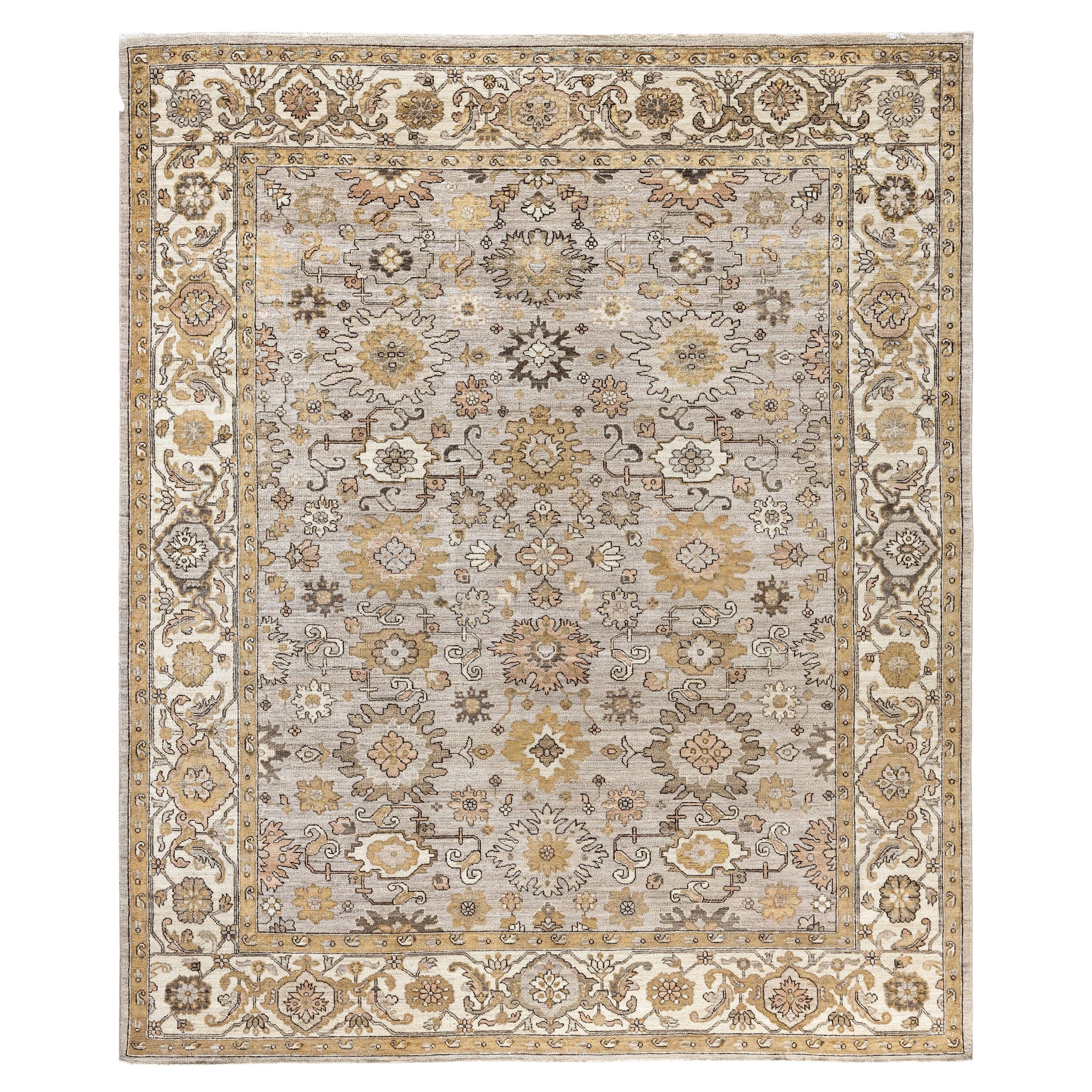 Alfombra de lana gris única Serapi 7' 10" x 9' 9" en venta