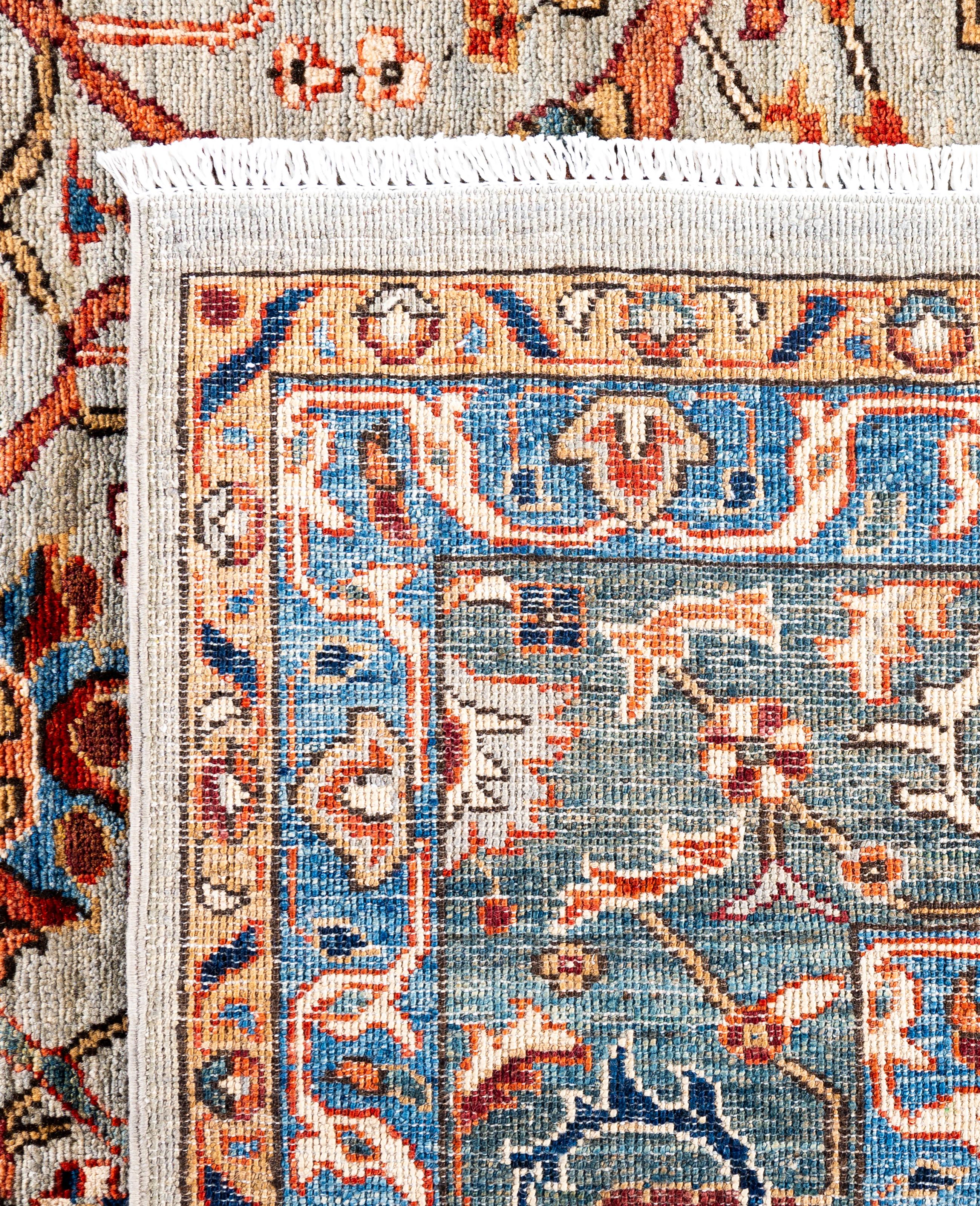 Serapi Tapis de sol unique en son genre en laine grise 7' 11