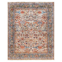 Serapi Tapis de sol unique en son genre en laine grise 7' 11" x 9' 9"