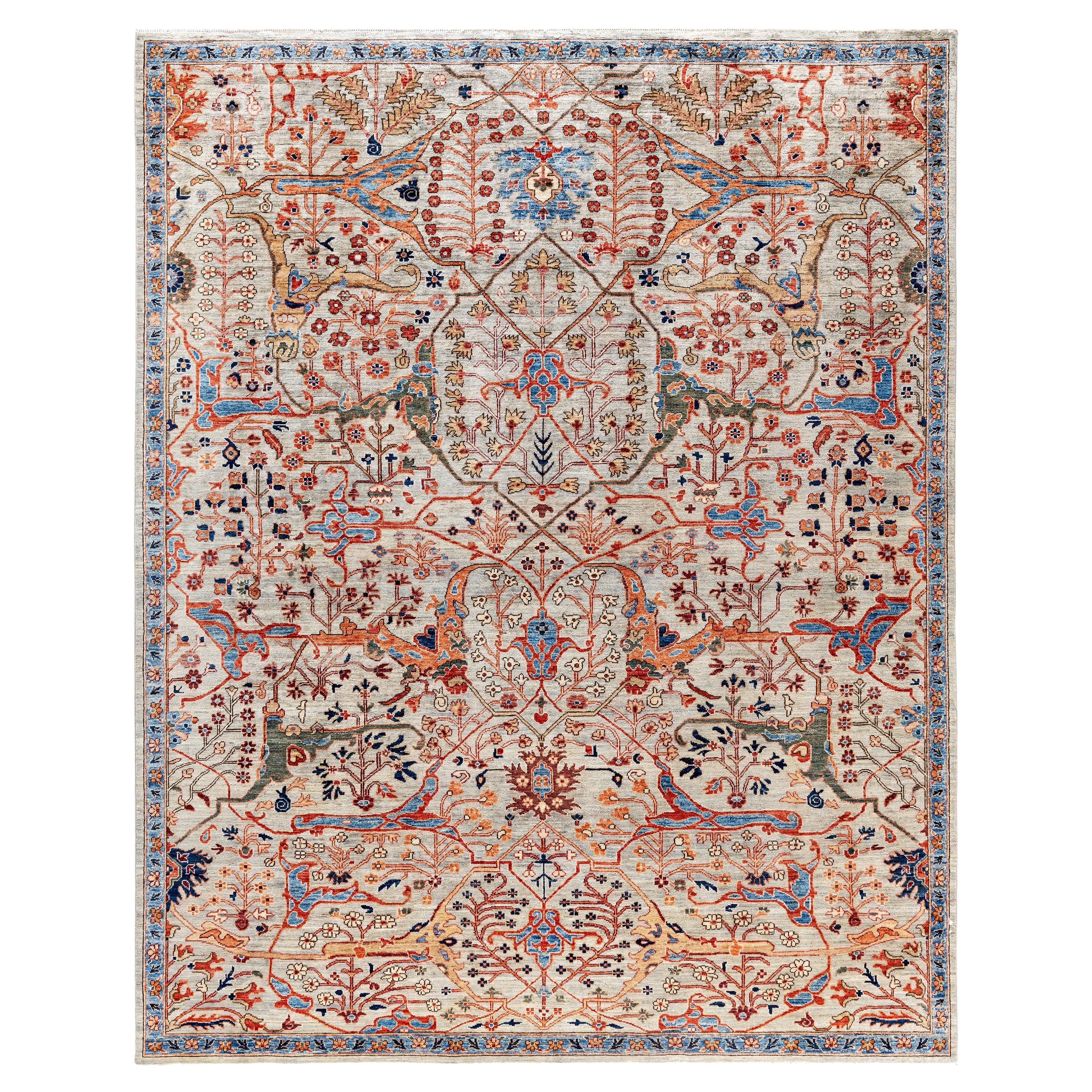 Serapi Tapis de sol unique en son genre en laine grise 8' 0" x 10' 0"