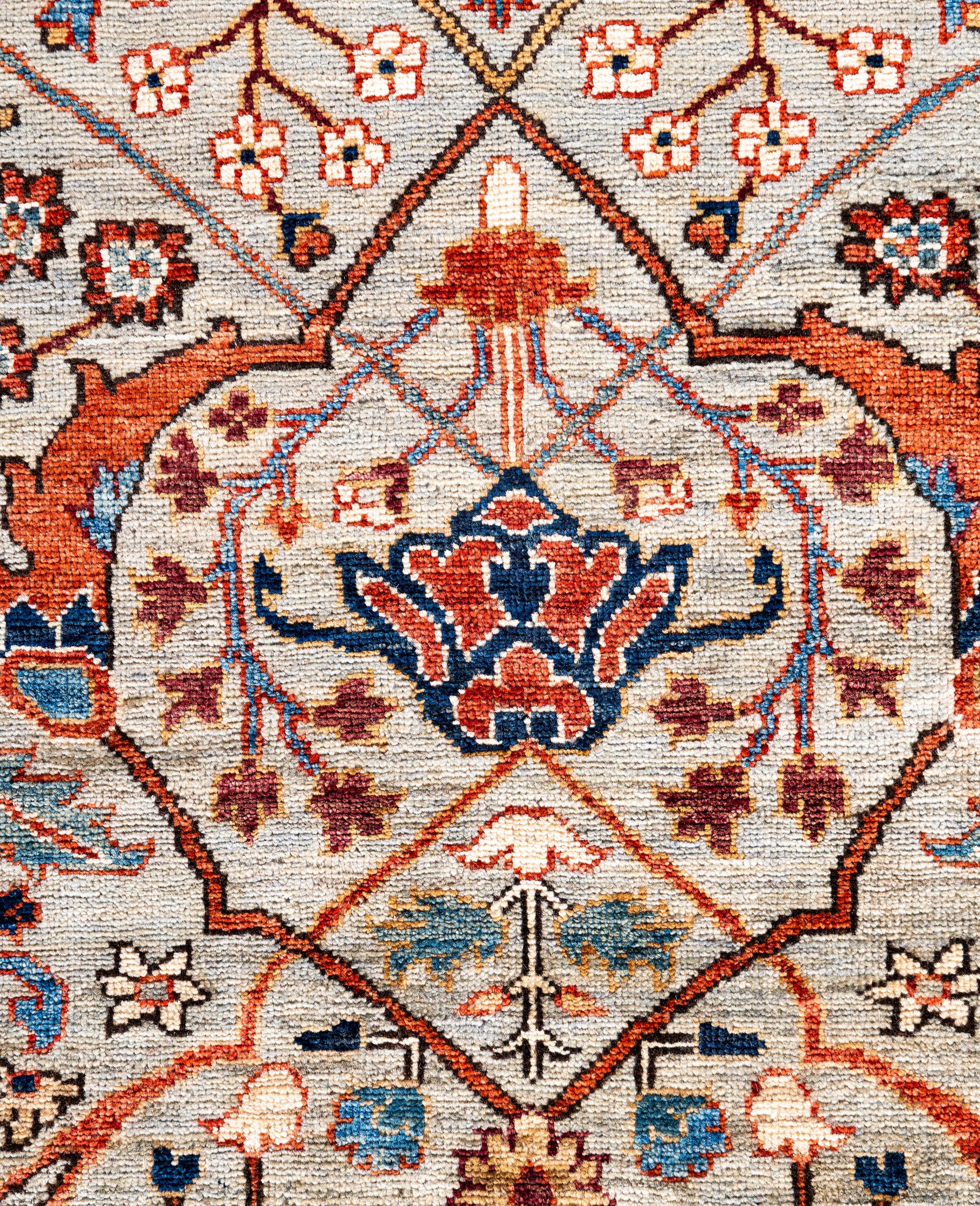 Pakistanais Serapi Tapis de sol unique en son genre en laine grise 8' 0