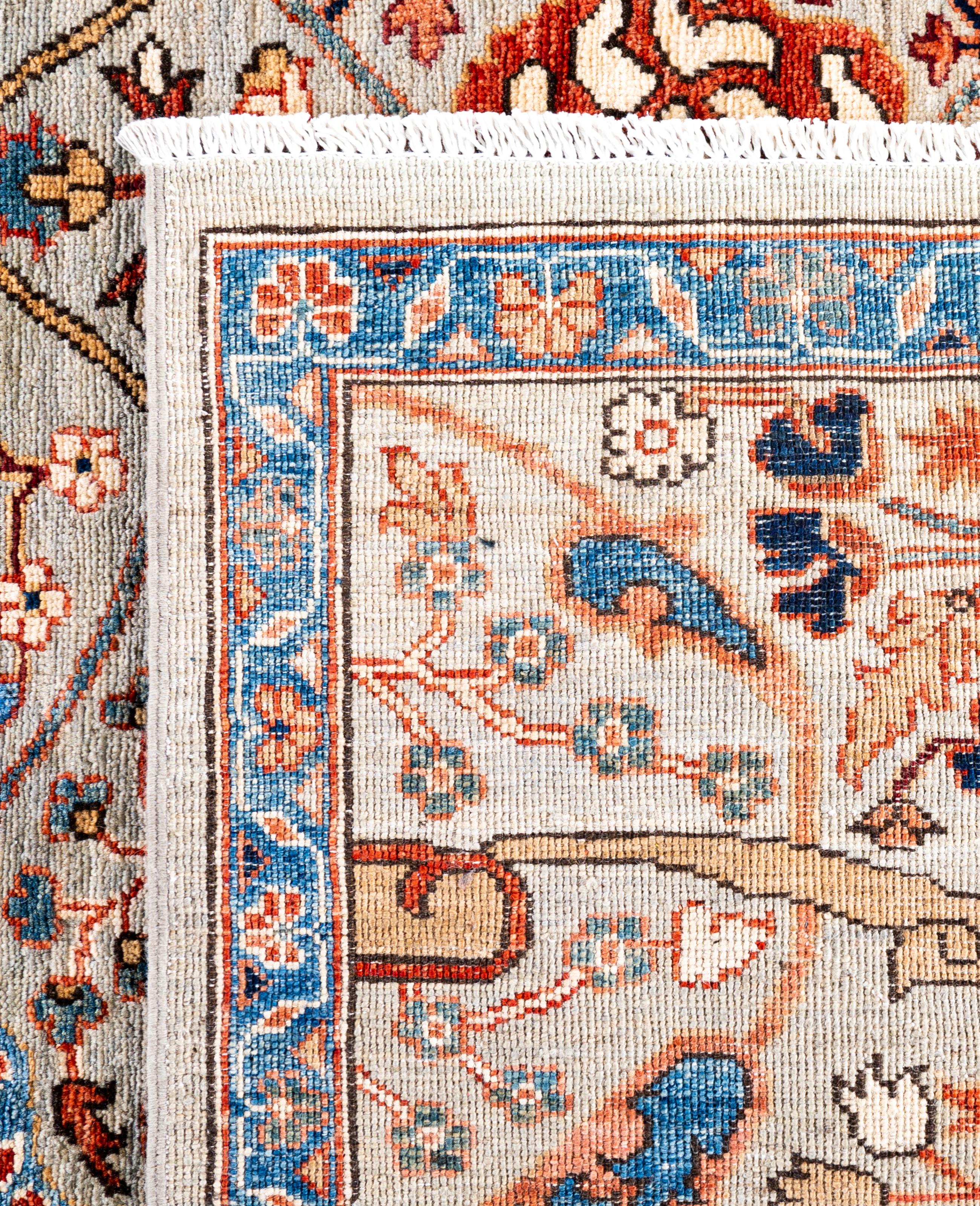 Serapi Tapis de sol unique en son genre en laine grise 8' 0
