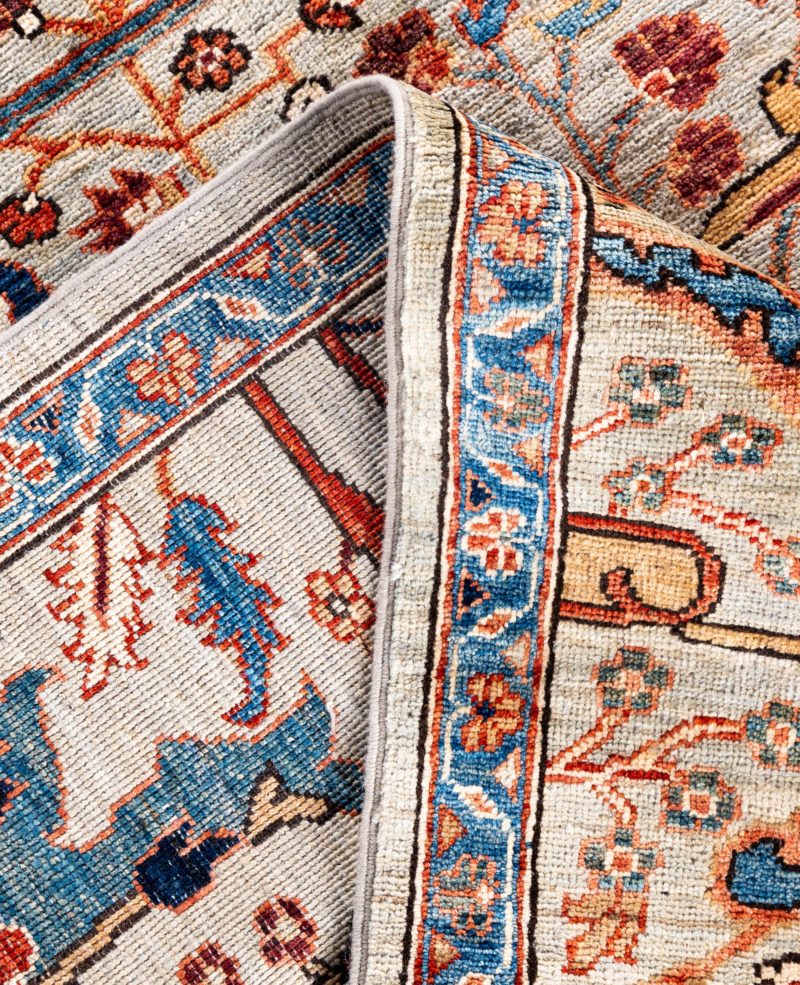 XXIe siècle et contemporain Serapi Tapis de sol unique en son genre en laine grise 8' 0
