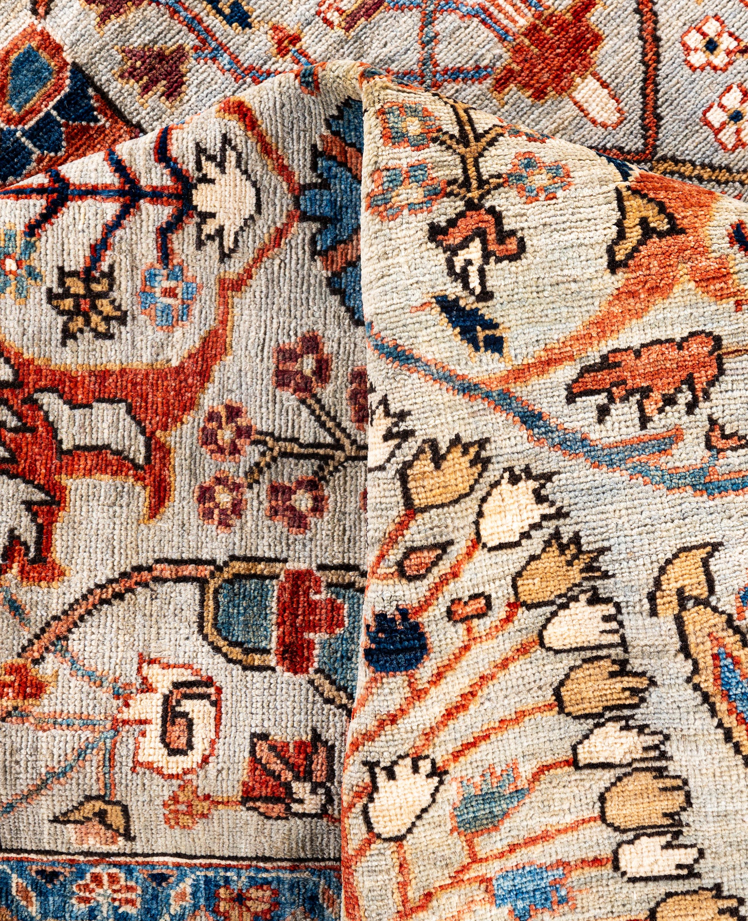 Laine Serapi Tapis de sol unique en son genre en laine grise 8' 0