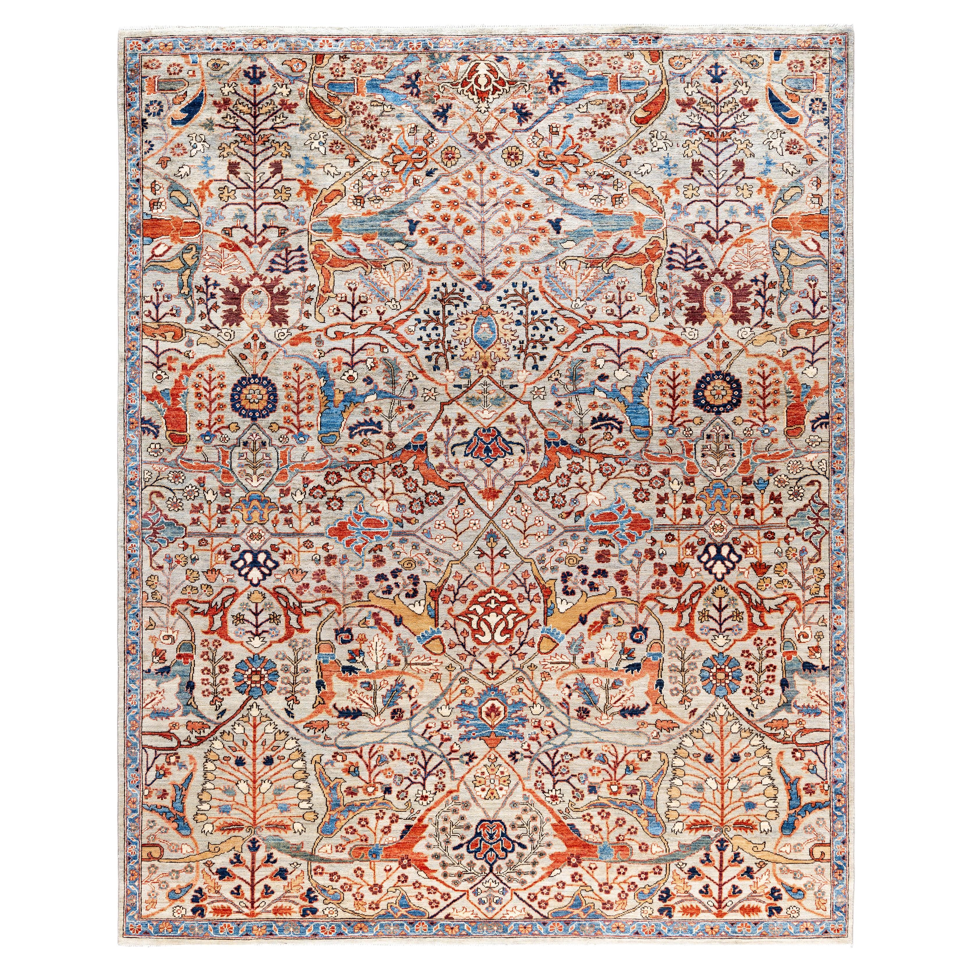 Serapi Tapis de sol unique en son genre en laine grise 8' 0" x 9' 10"