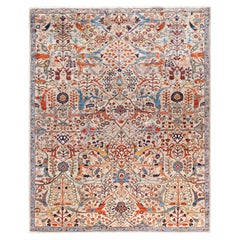 Serapi Tapis de sol unique en son genre en laine grise 8' 0" x 9' 10"