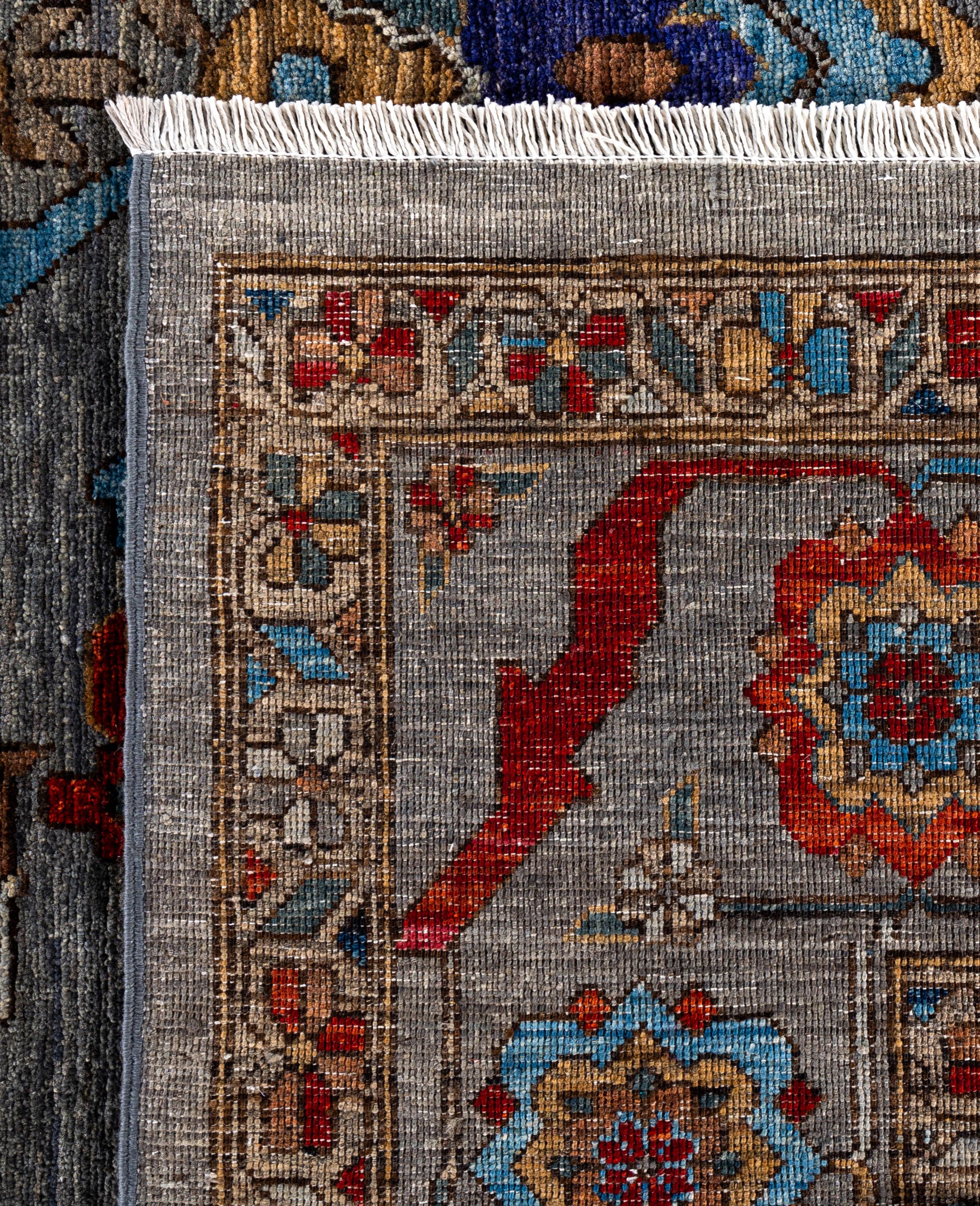 Serapi Tapis de sol unique en son genre en laine grise 8' 1