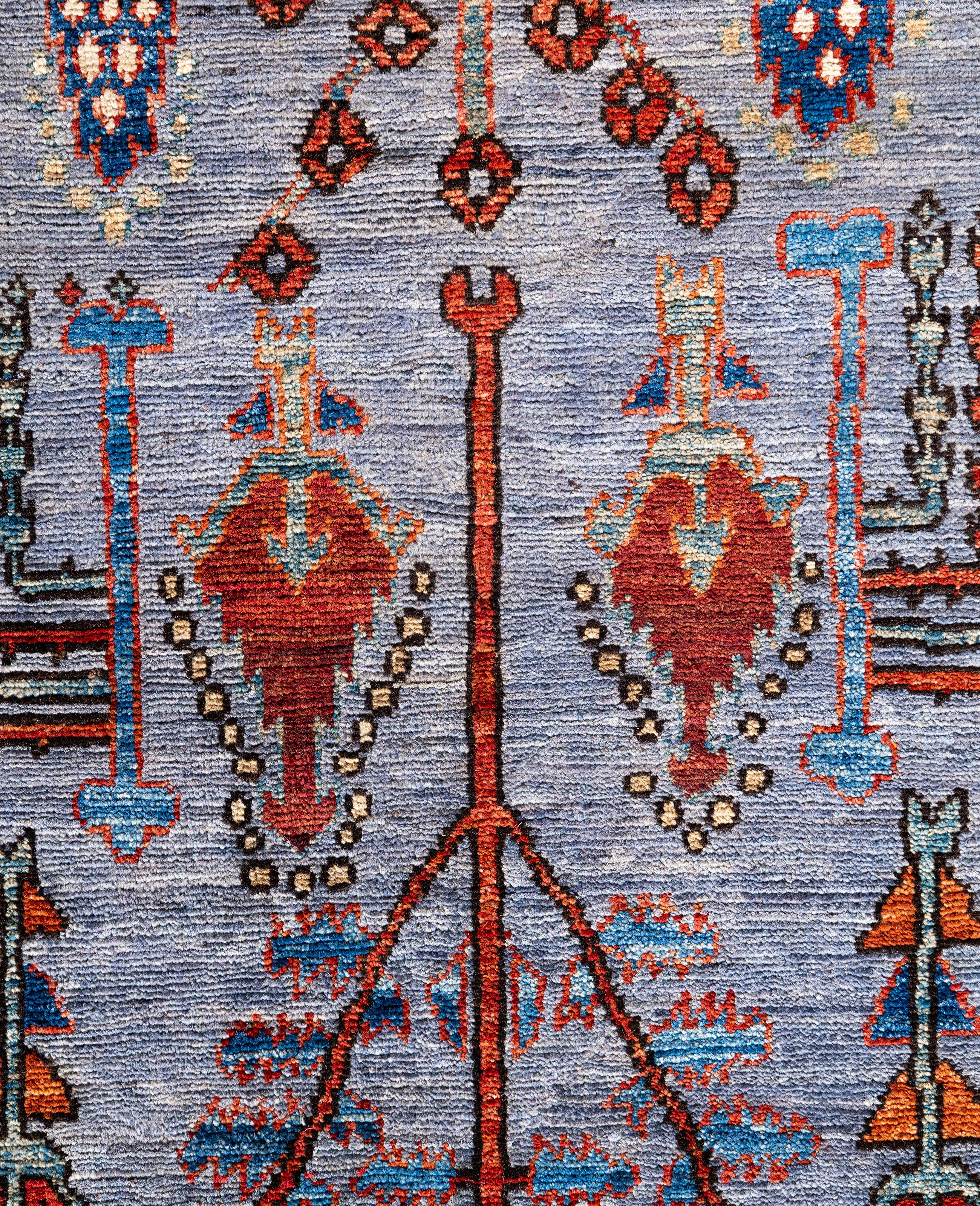 Pakistano Tappeto Serapi One-of-a-Kind Wool Gray Area Rug 8' 1