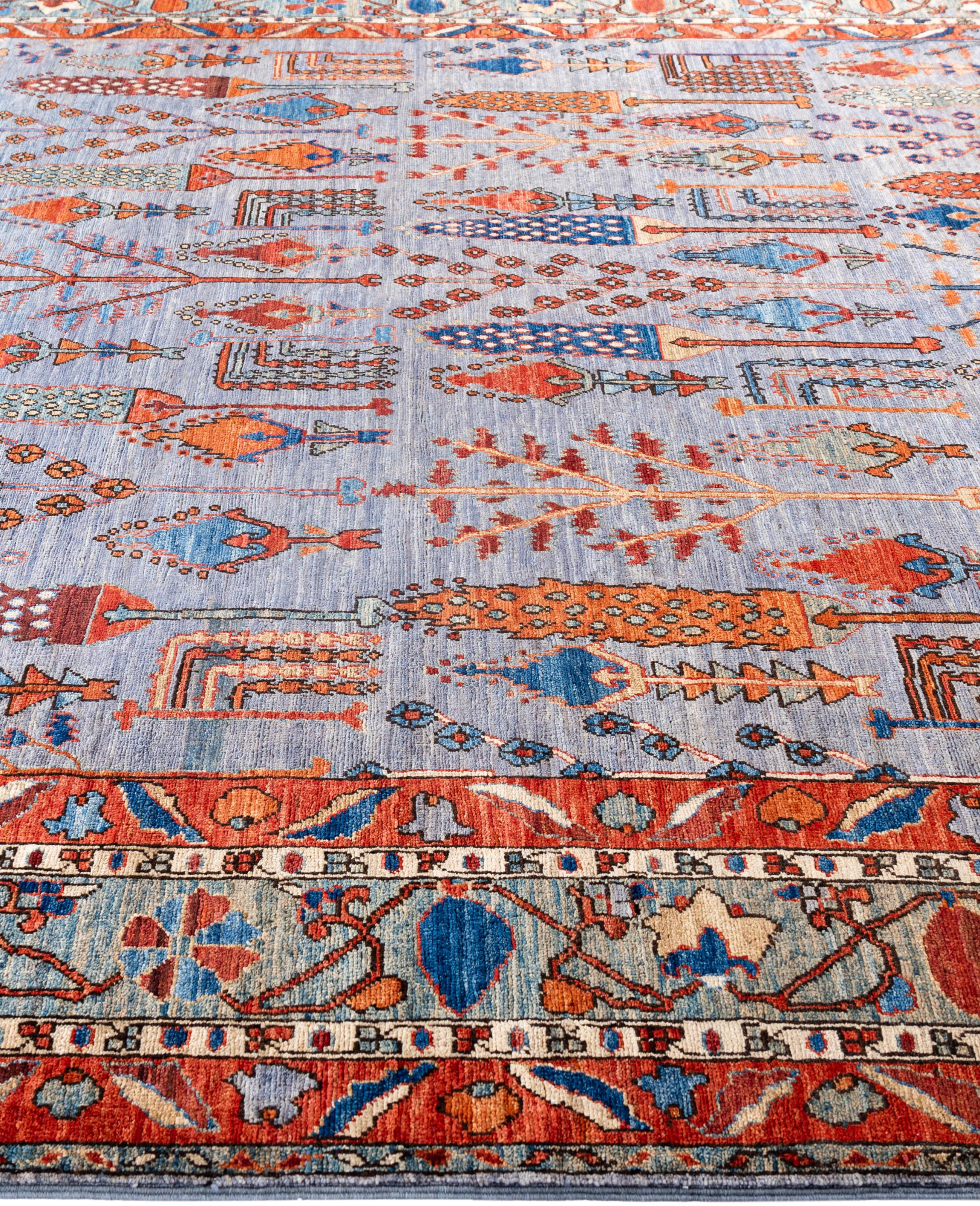 Annodato a mano Tappeto Serapi One-of-a-Kind Wool Gray Area Rug 8' 1