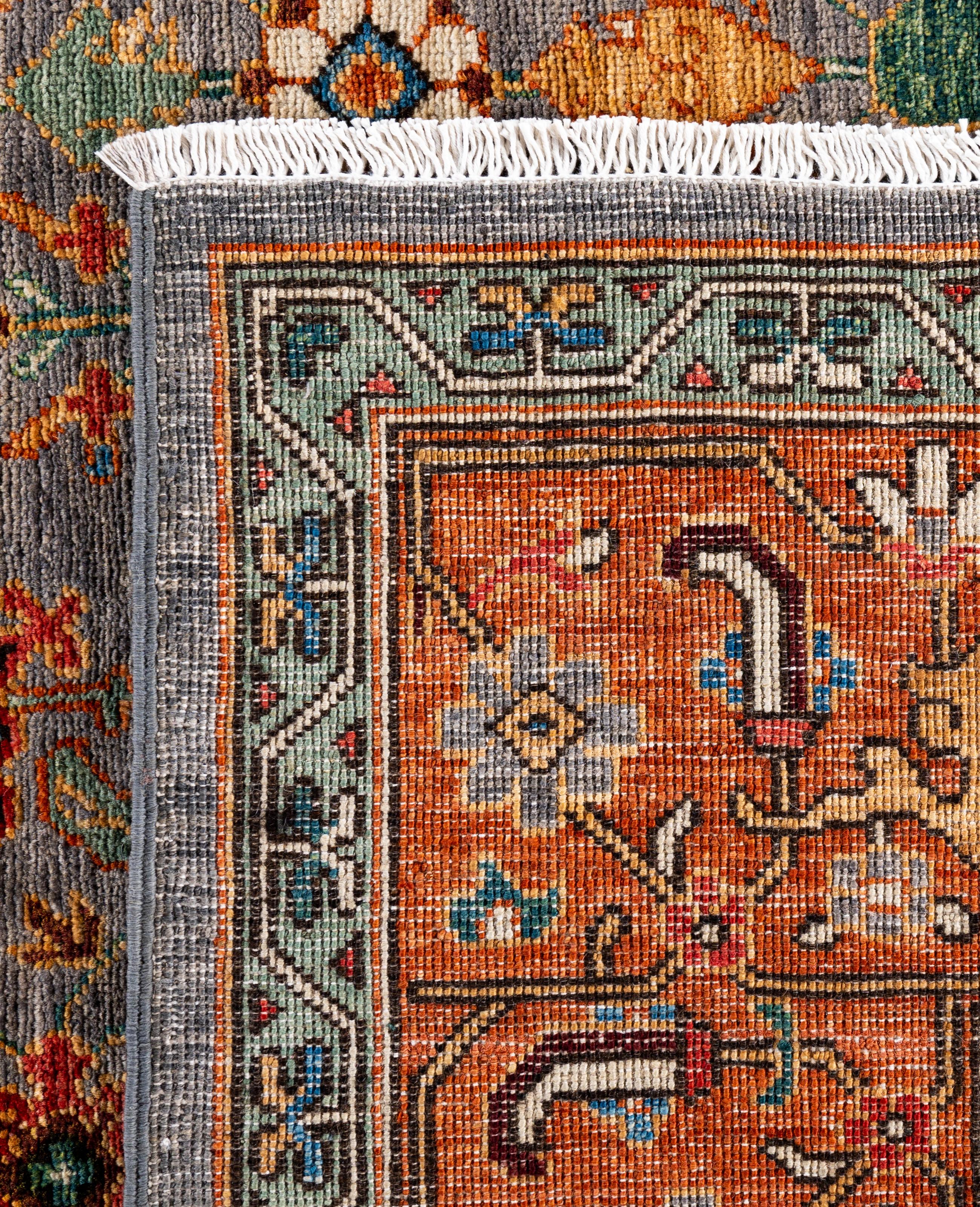 Serapi Tapis de sol unique en son genre en laine grise 8' 1