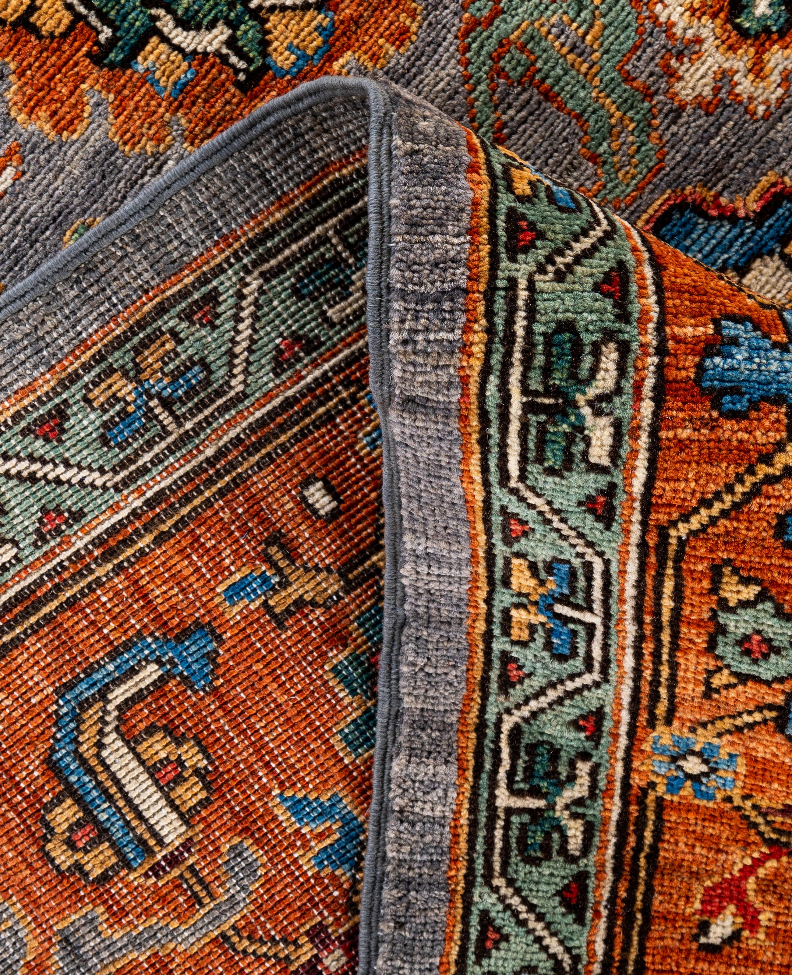 XXIe siècle et contemporain Serapi Tapis de sol unique en son genre en laine grise 8' 1