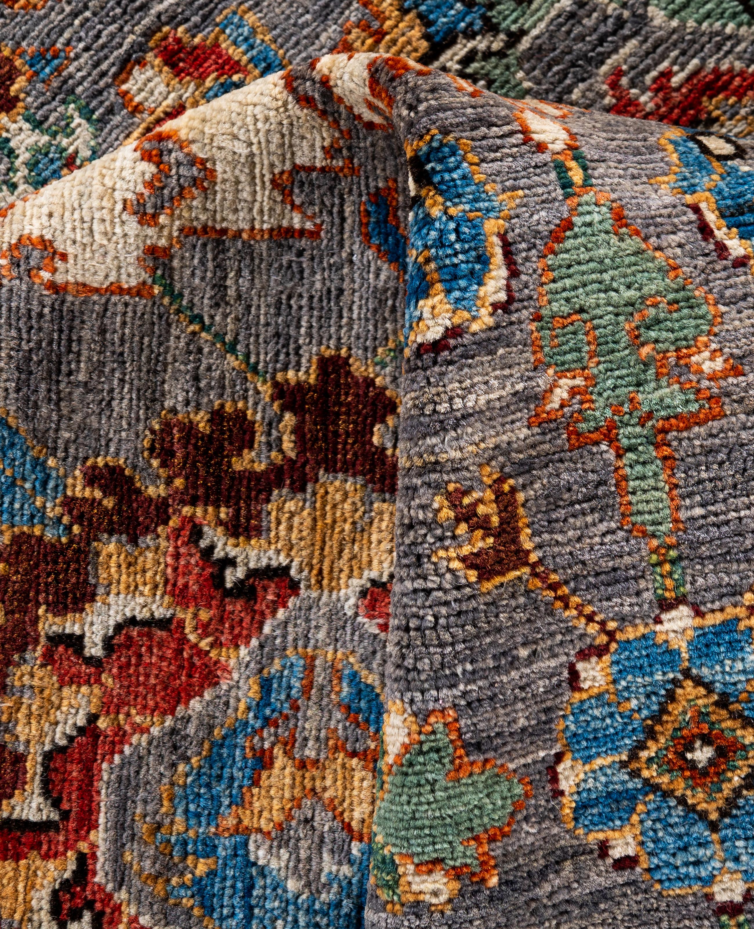 Laine Serapi Tapis de sol unique en son genre en laine grise 8' 1