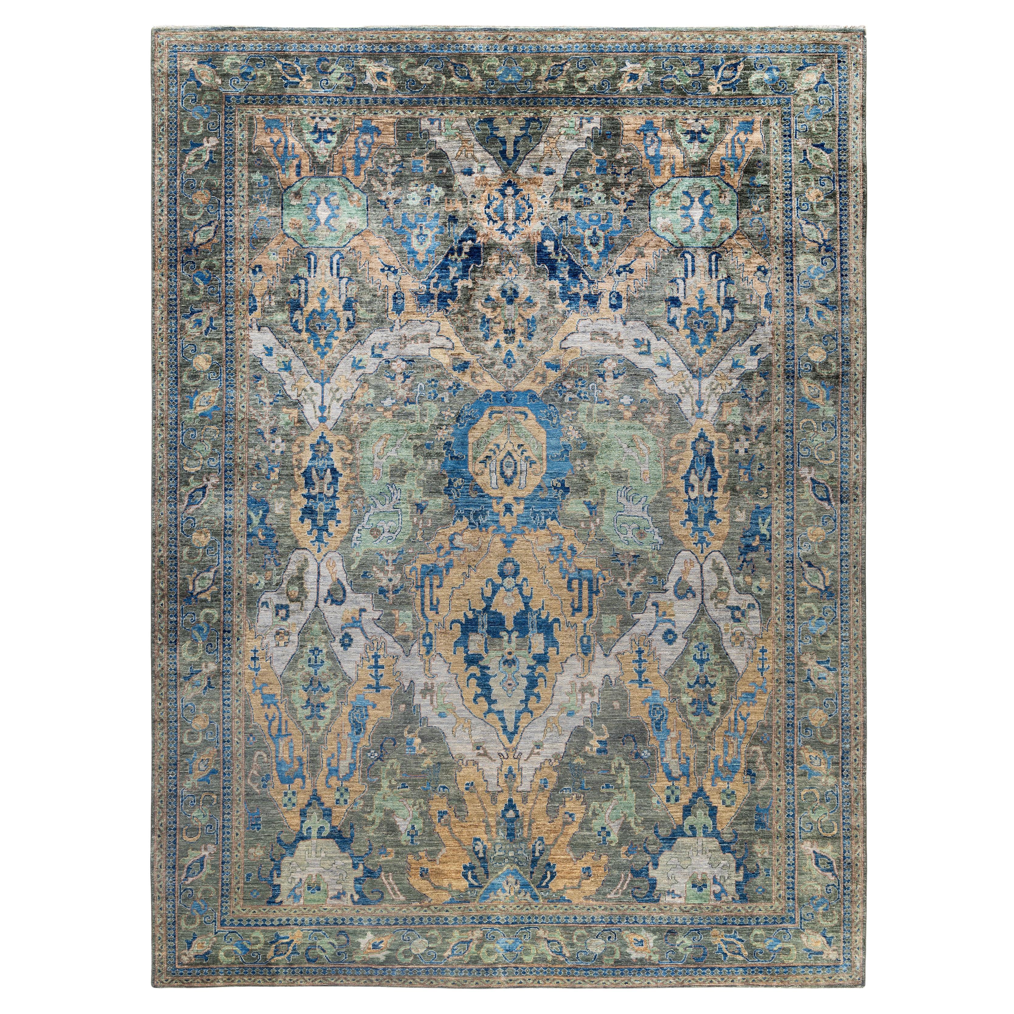 Tappeto Serapi One-of-a-Kind in lana grigio 8' 10" x 11' 10"