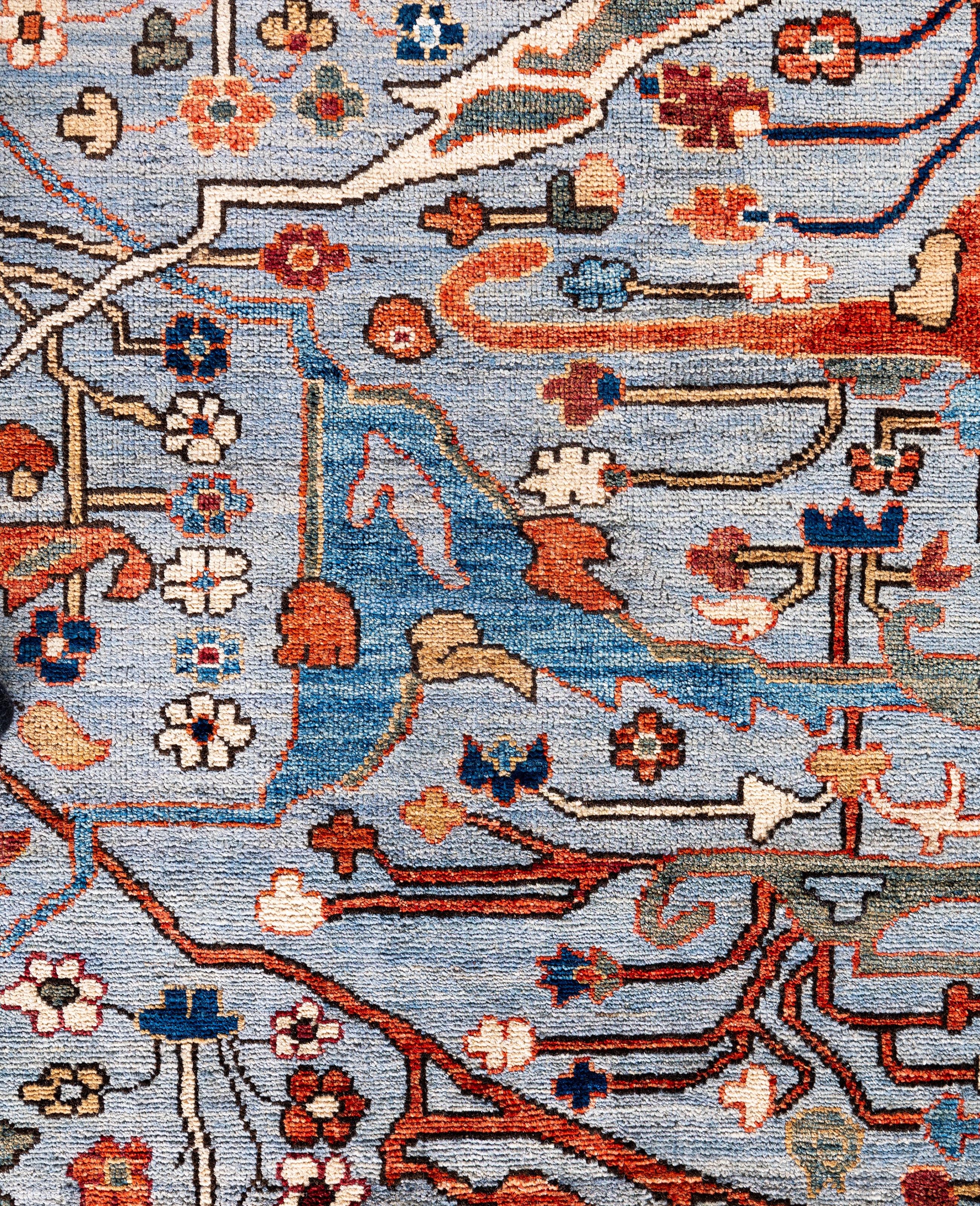 Pakistanais Serapi Tapis de sol unique en son genre en laine grise 8' 10