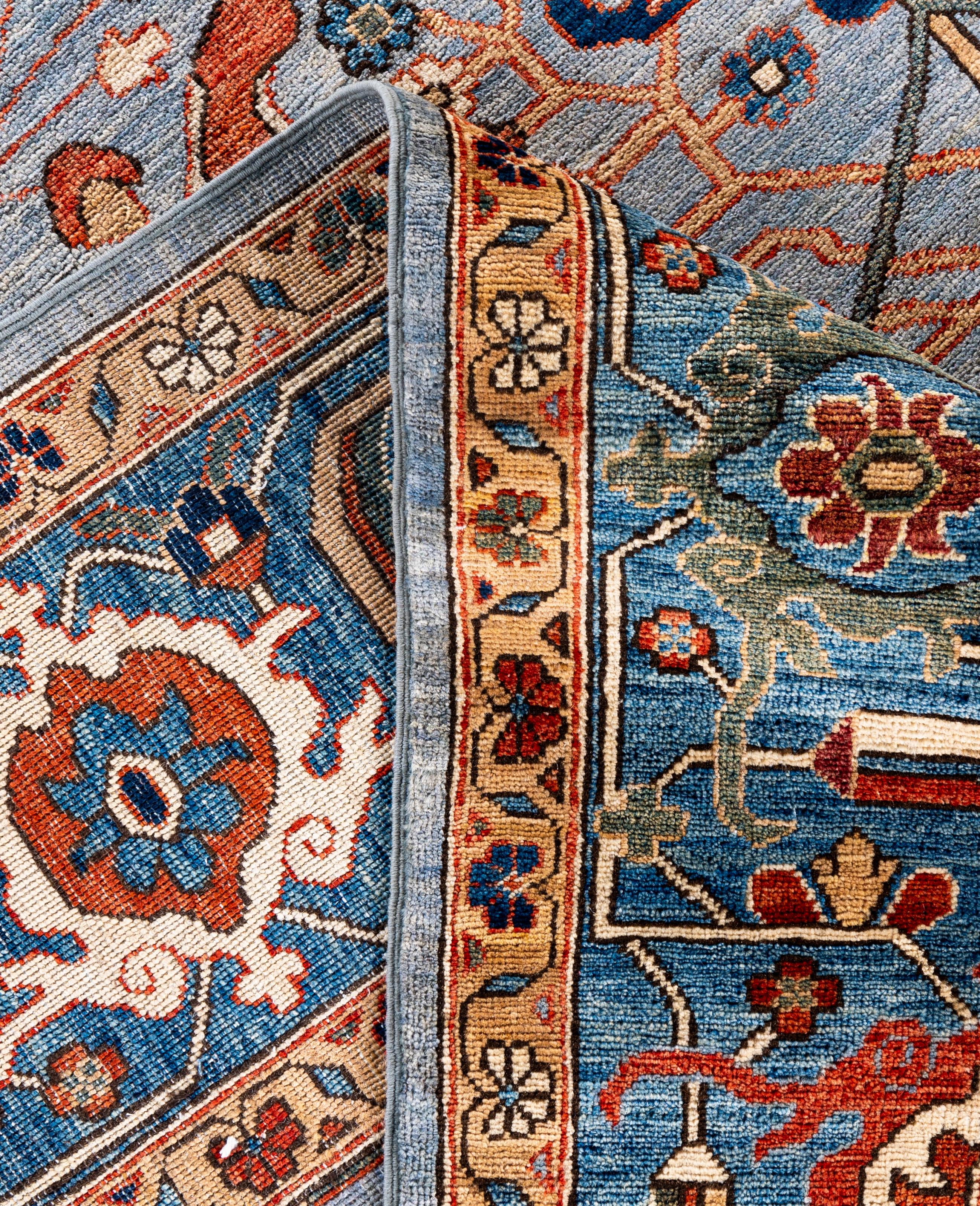 XXIe siècle et contemporain Serapi Tapis de sol unique en son genre en laine grise 8' 10