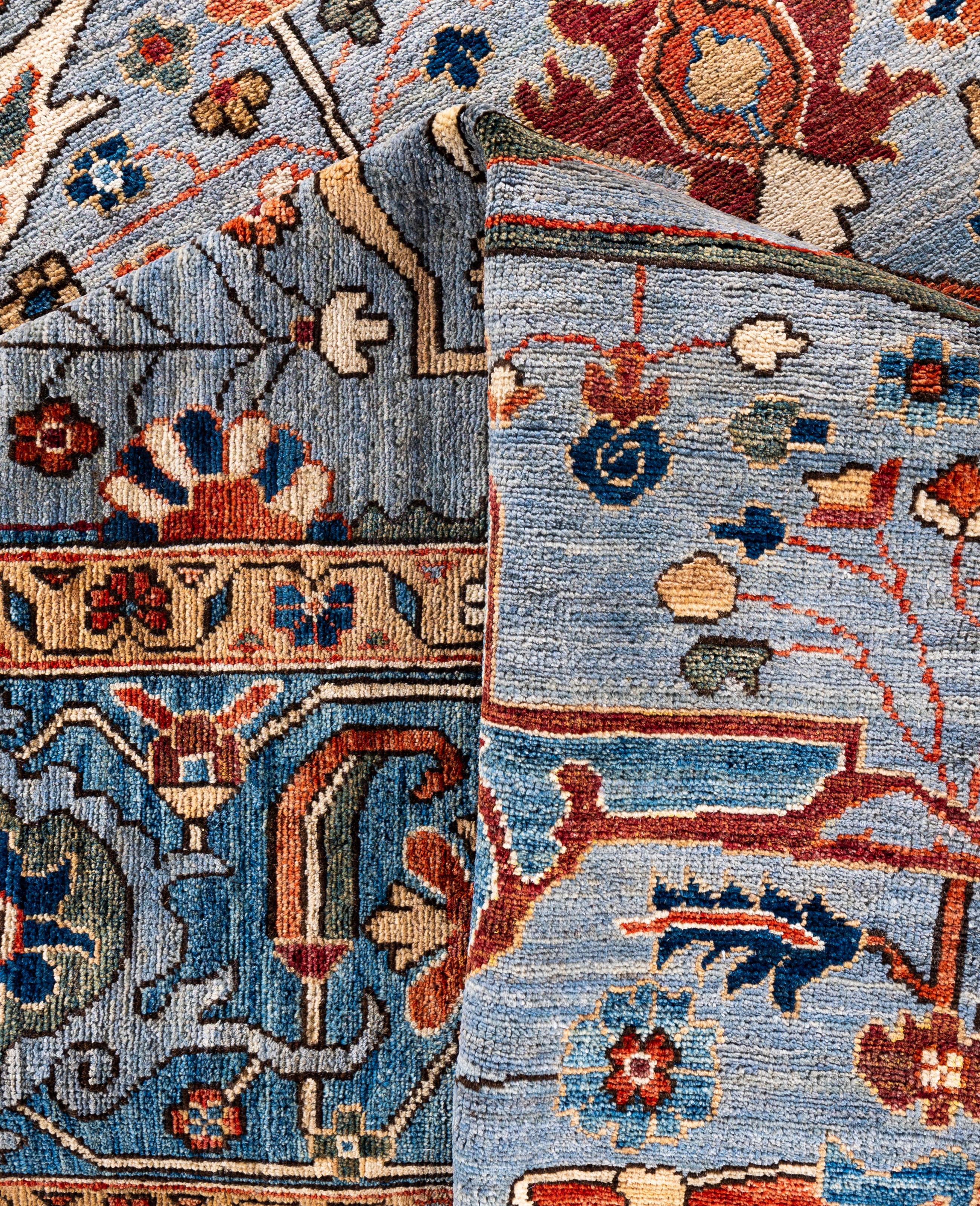 Laine Serapi Tapis de sol unique en son genre en laine grise 8' 10