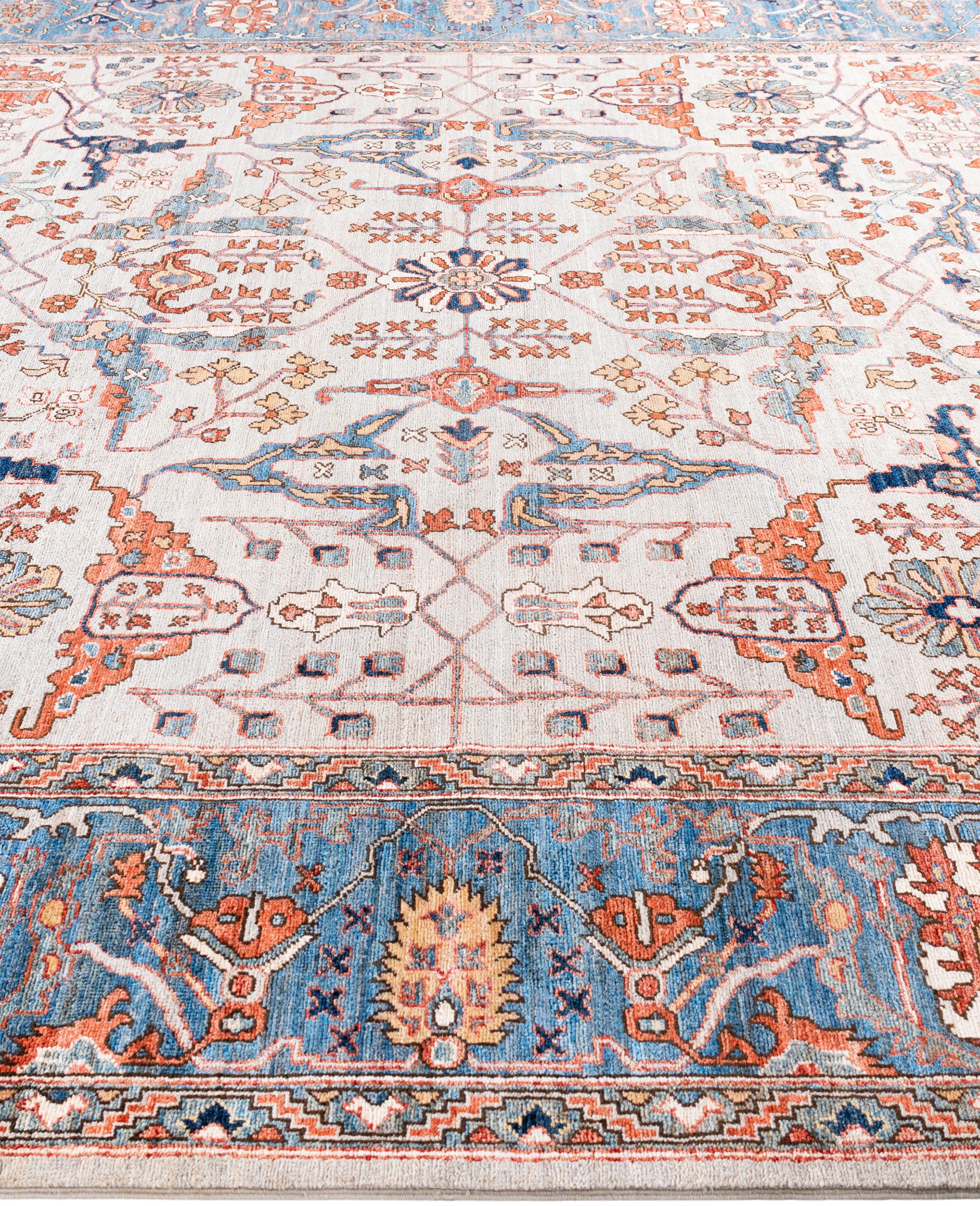 Hand-Knotted Serapi One-of-a-Kind Wool Gray Area Rug 8' 11