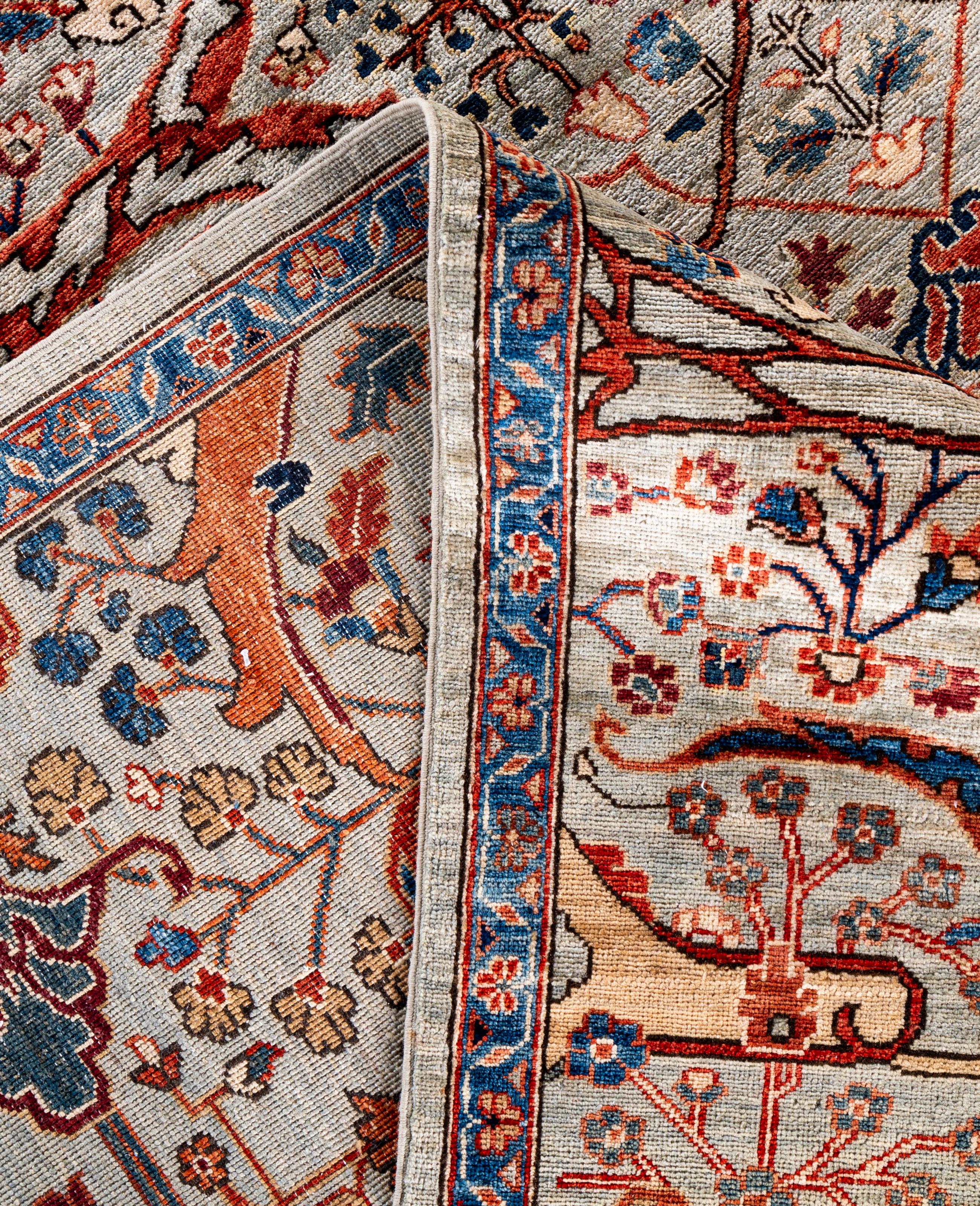 XXIe siècle et contemporain Serapi Tapis de sol unique en son genre en laine grise 8' 11