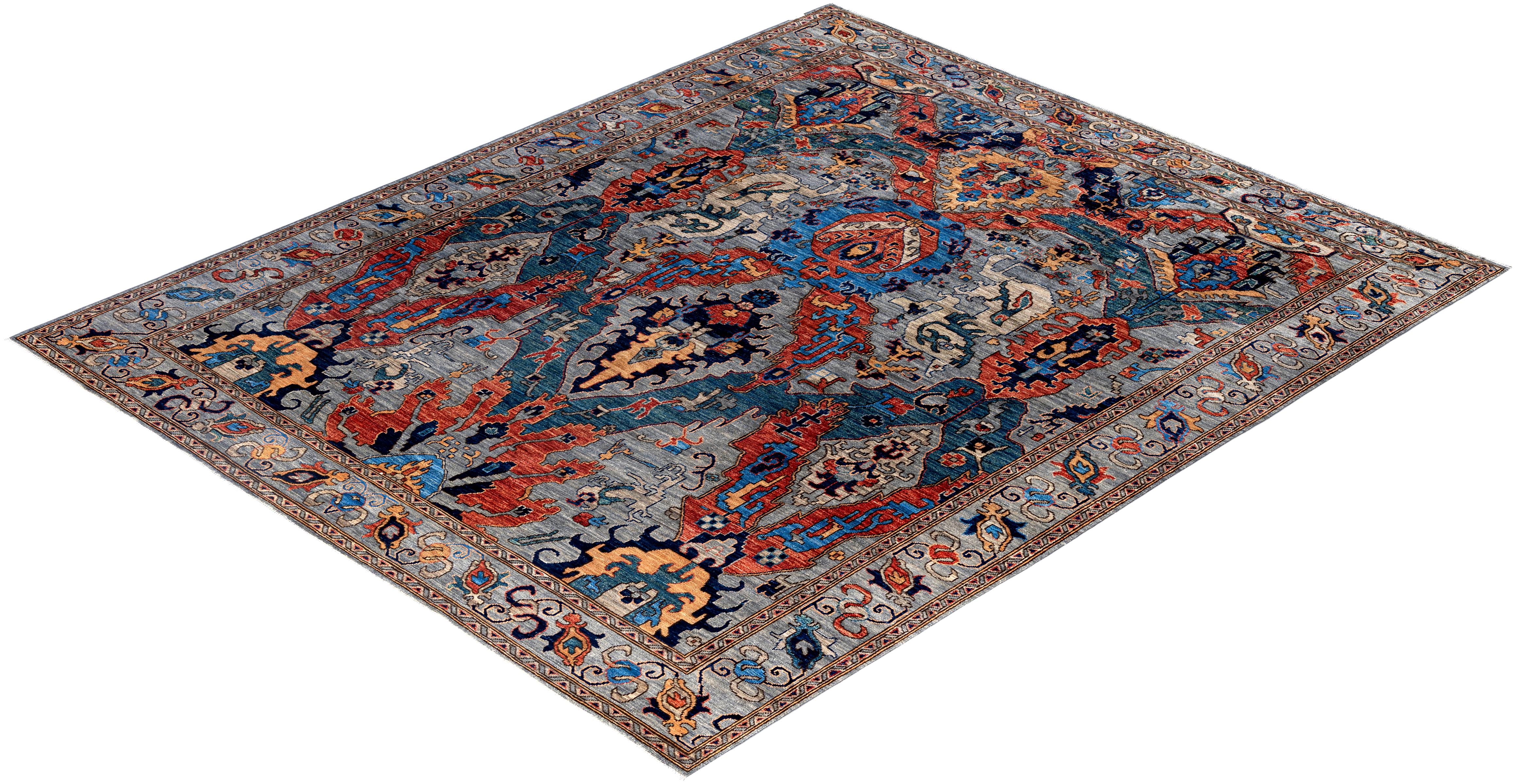 Serapi One-of-a-Kind Wolle Gray Bereich Teppich 8' 2