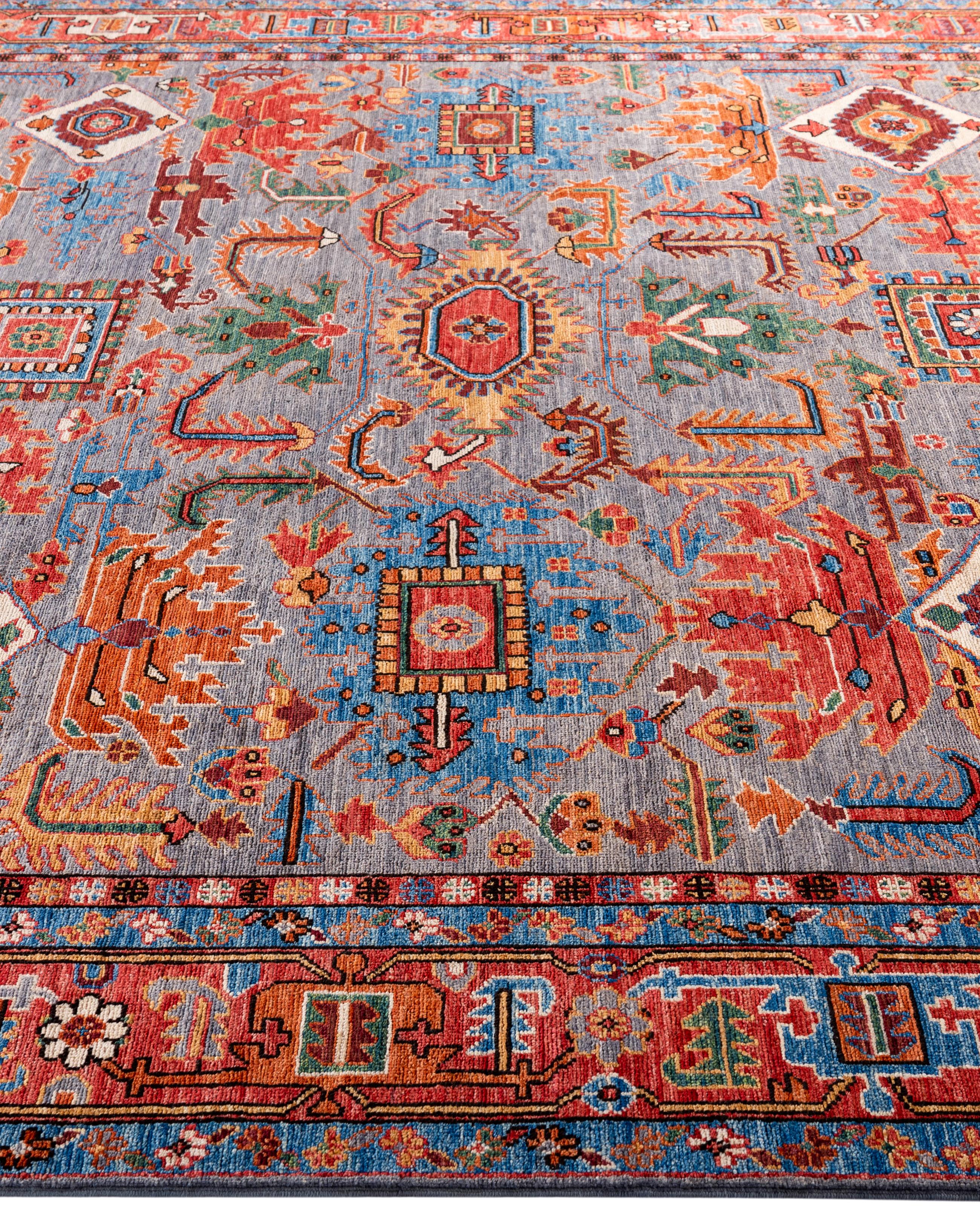 Hand-Knotted Serapi One-of-a-Kind Wool Gray Area Rug 8' 2