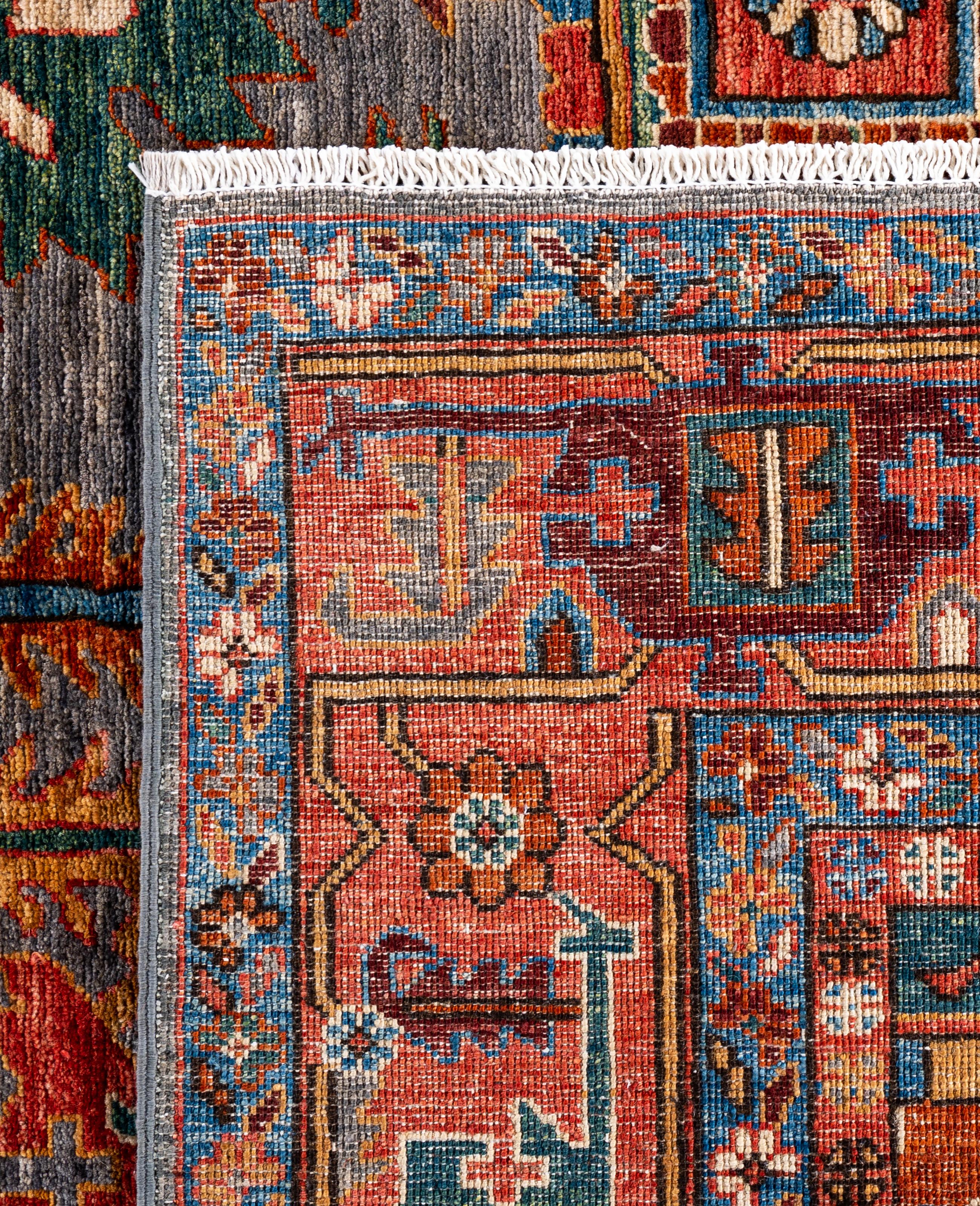 Serapi Tapis de sol unique en son genre en laine grise 8' 2