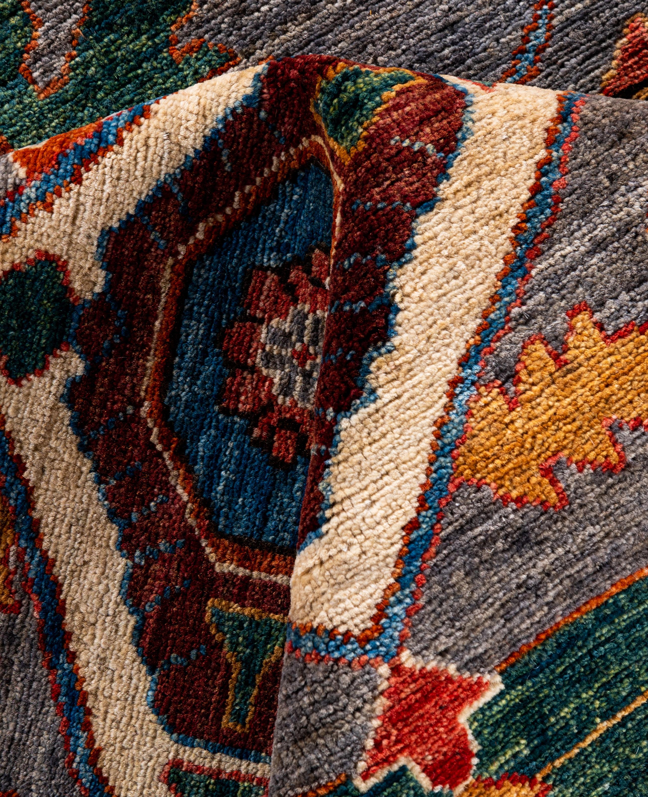 Laine Serapi Tapis de sol unique en son genre en laine grise 8' 2