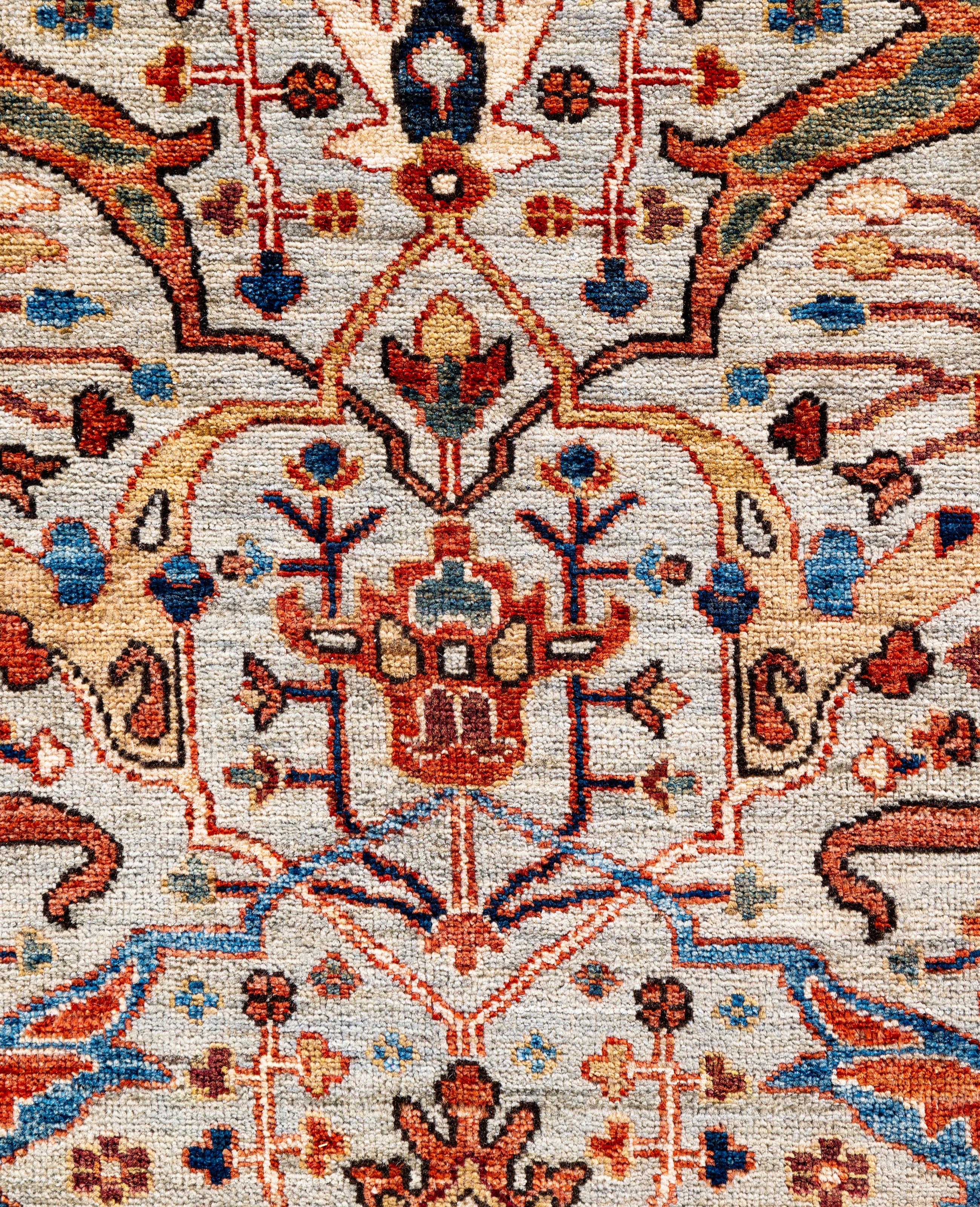 Pakistani Serapi One-of-a-Kind Wool Gray Area Rug 9' 0