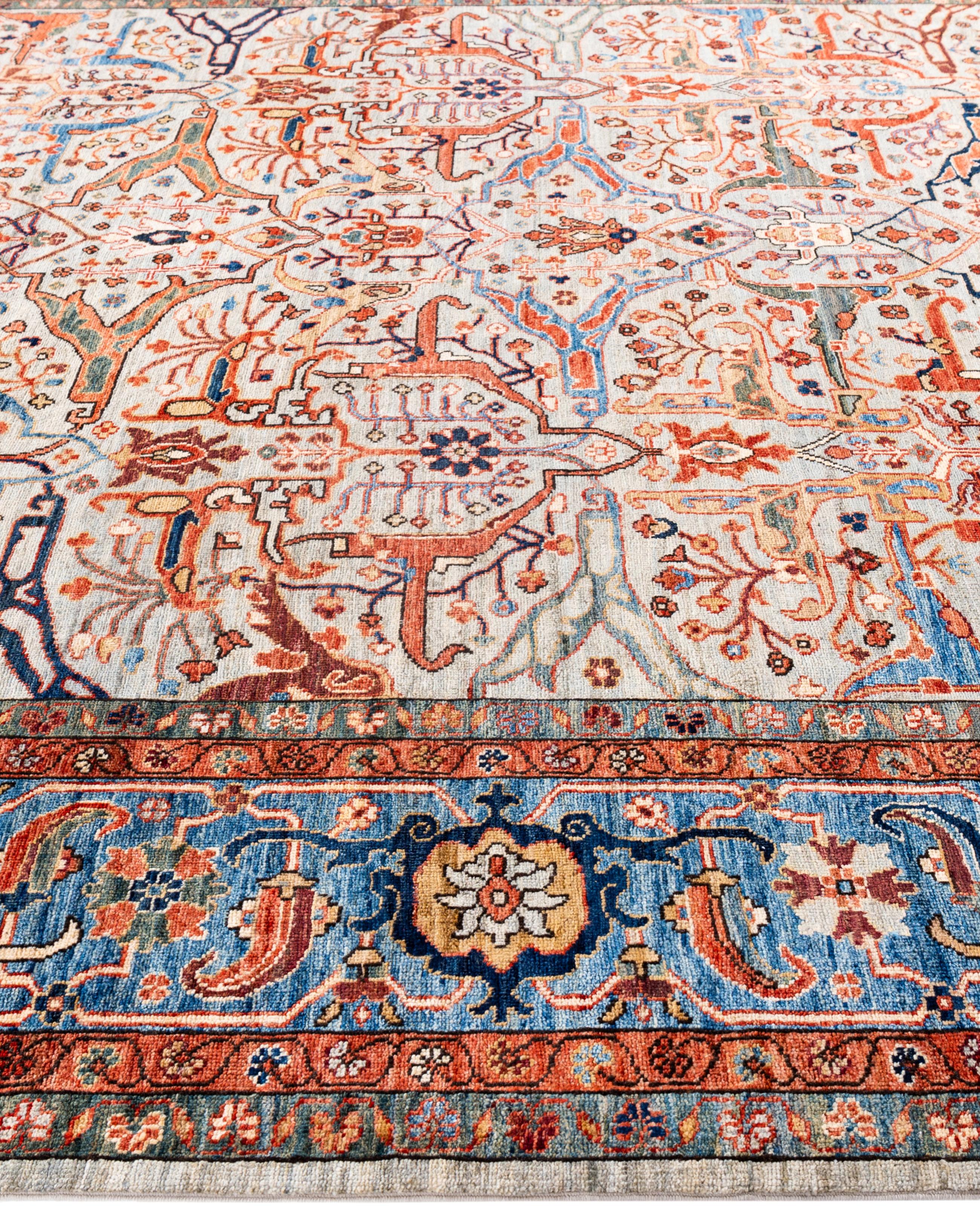 Hand-Knotted Serapi One-of-a-Kind Wool Gray Area Rug 9' 0
