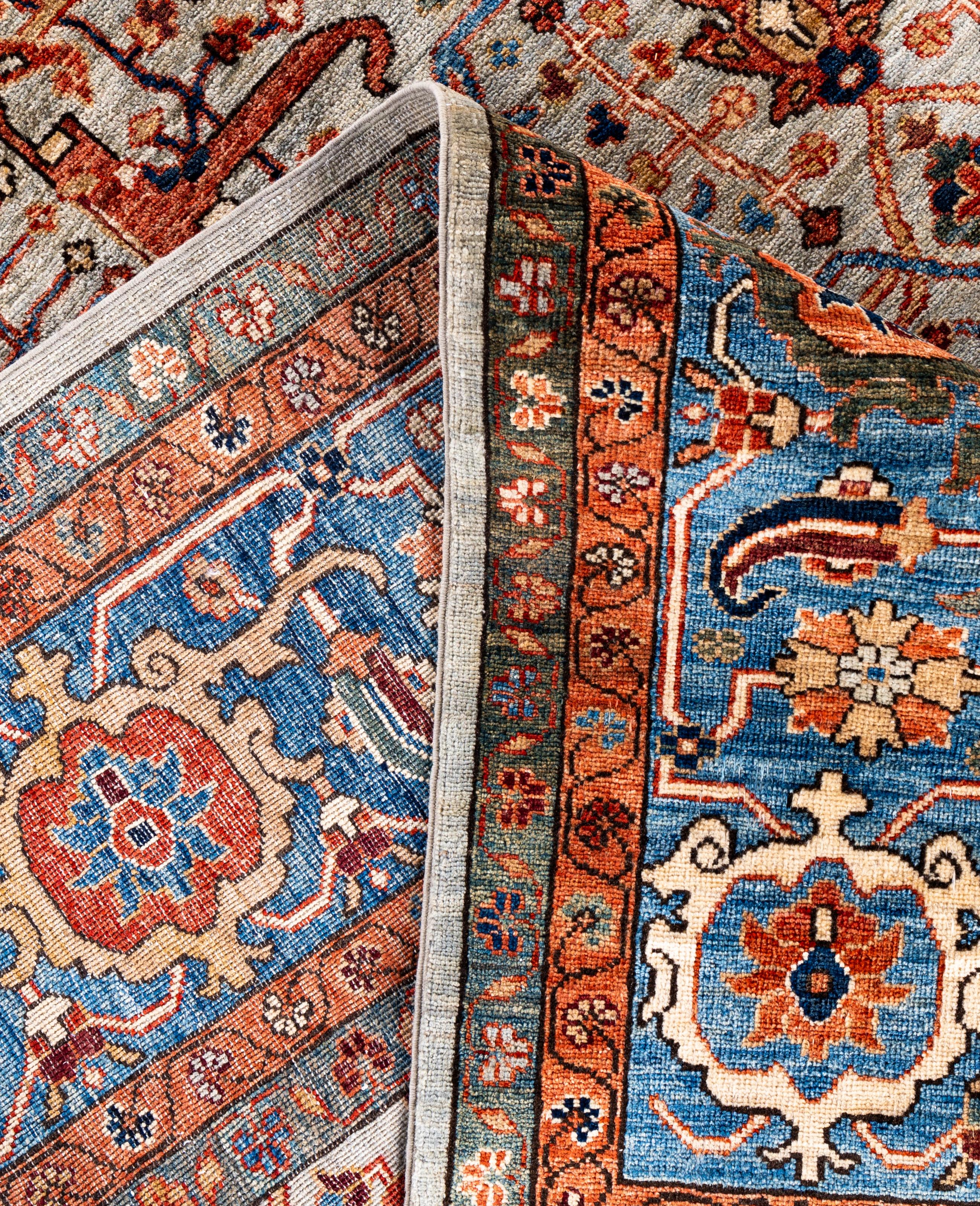 Contemporary Serapi One-of-a-Kind Wool Gray Area Rug 9' 0