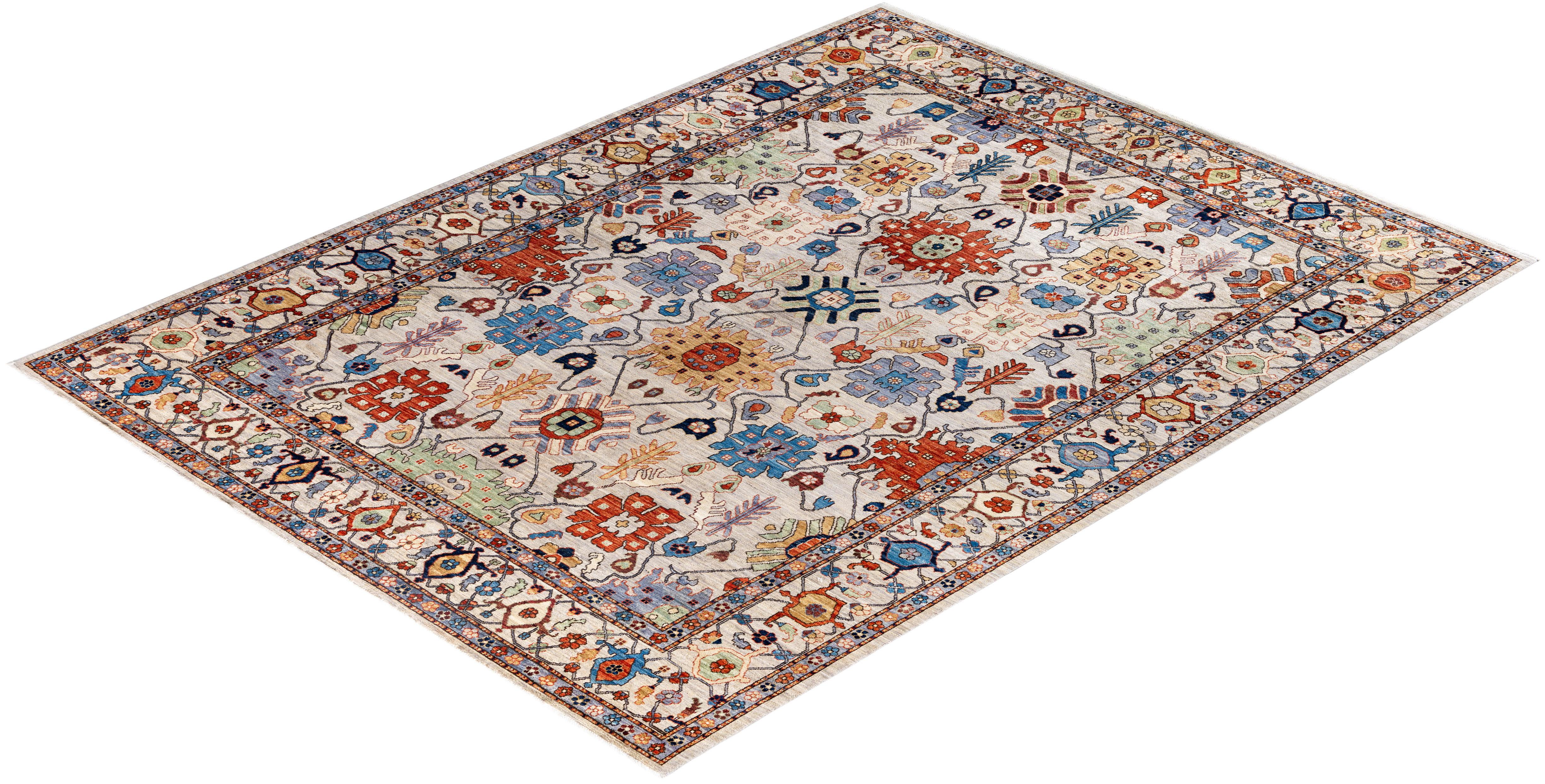 Tappeto Serapi One-of-a-Kind Wool Gray Area Rug 9' 0