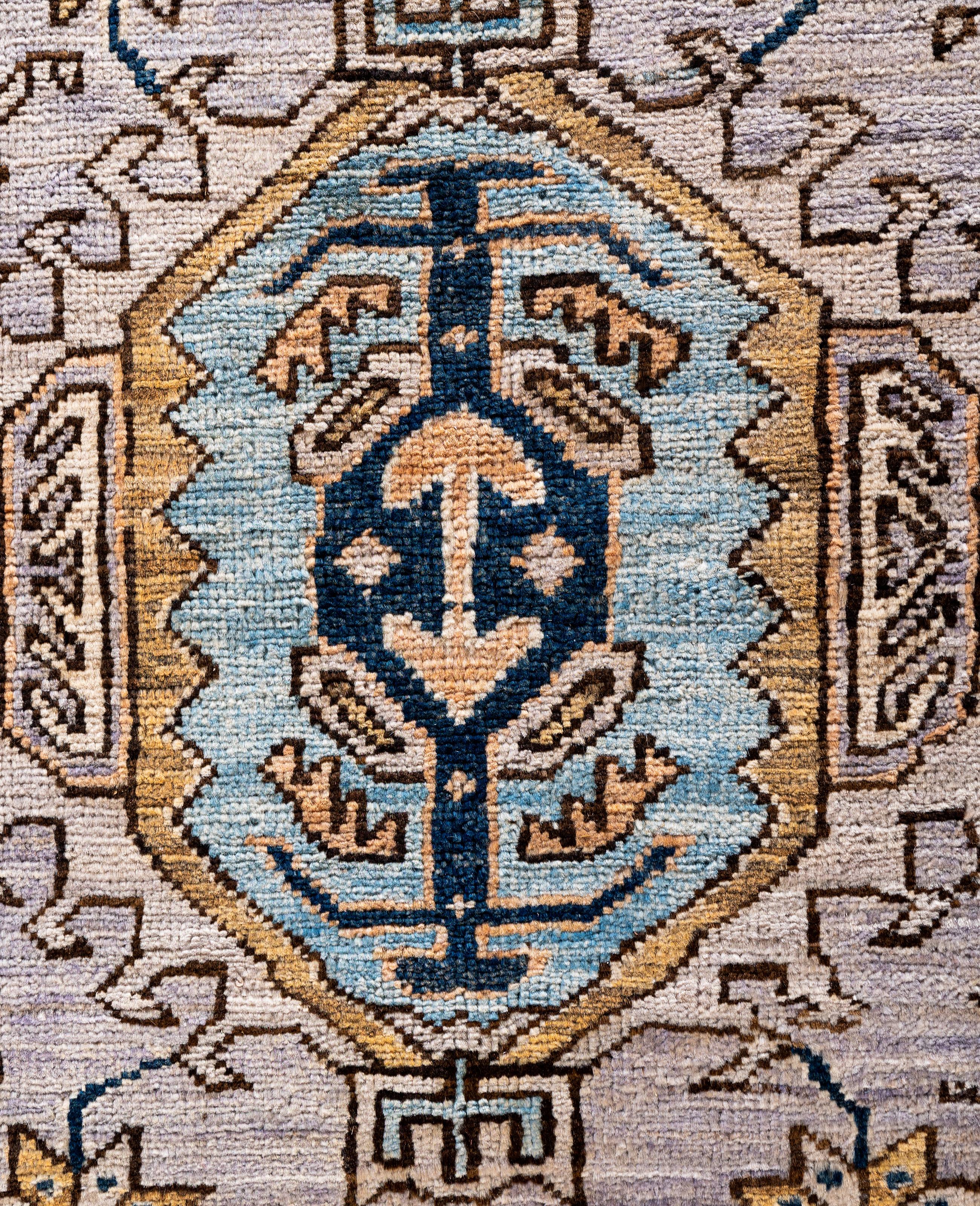 Alfombra de lana gris única Serapi 9' 0