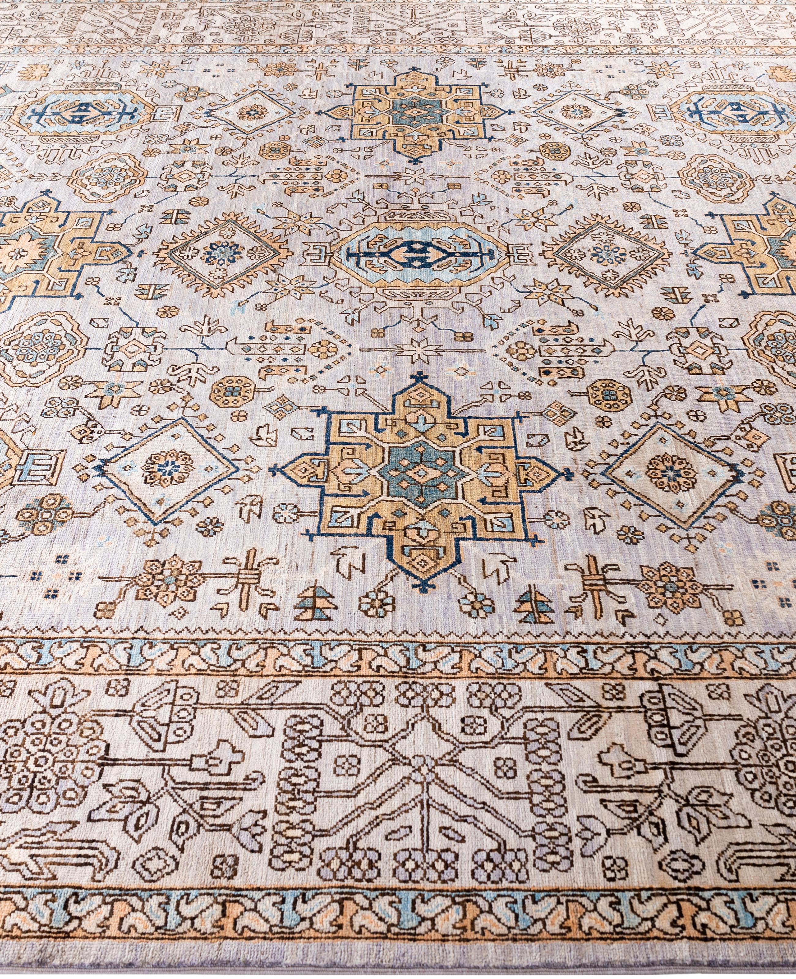 Alfombra de lana gris única Serapi 9' 0