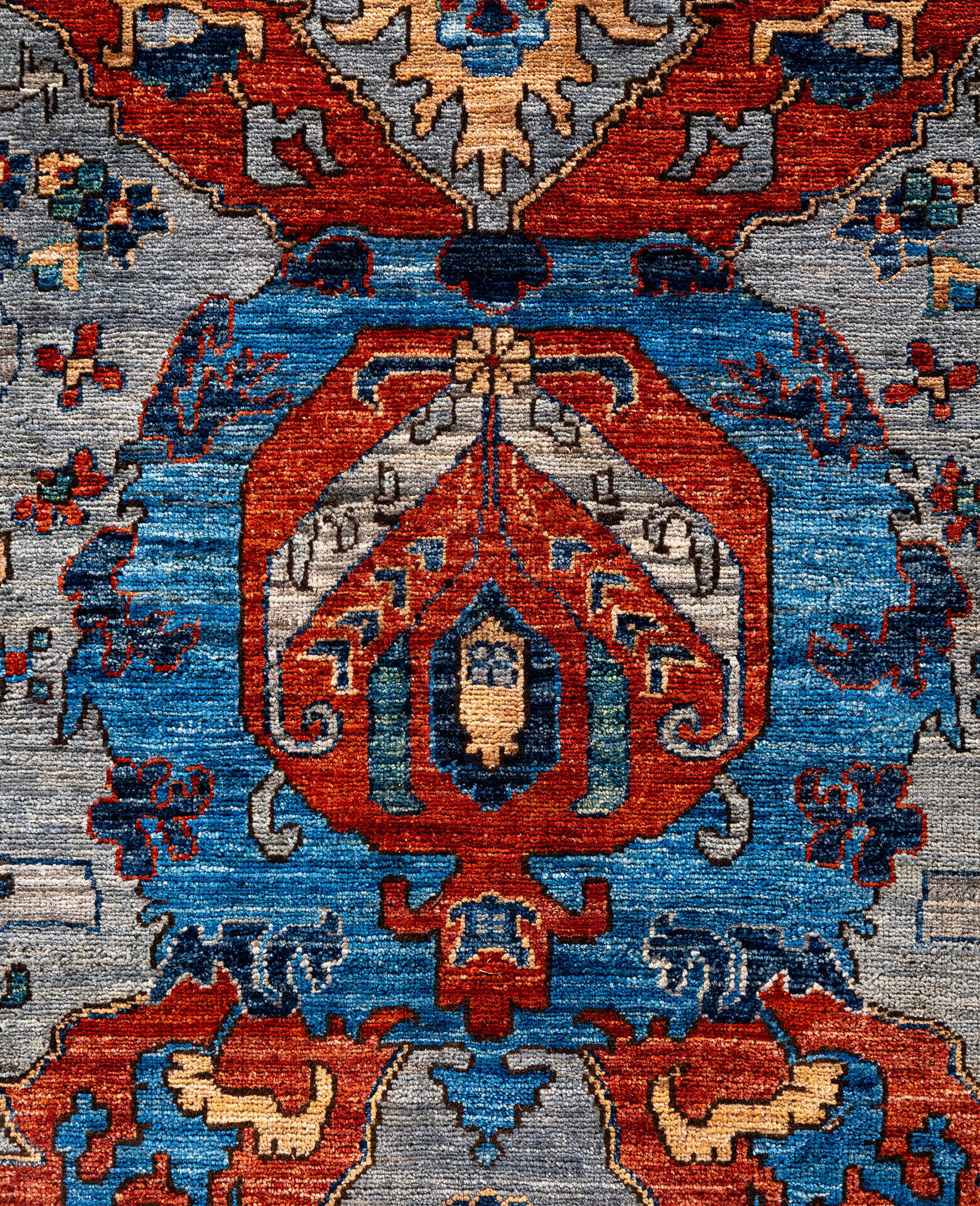 Alfombra de lana gris única Serapi 9' 0