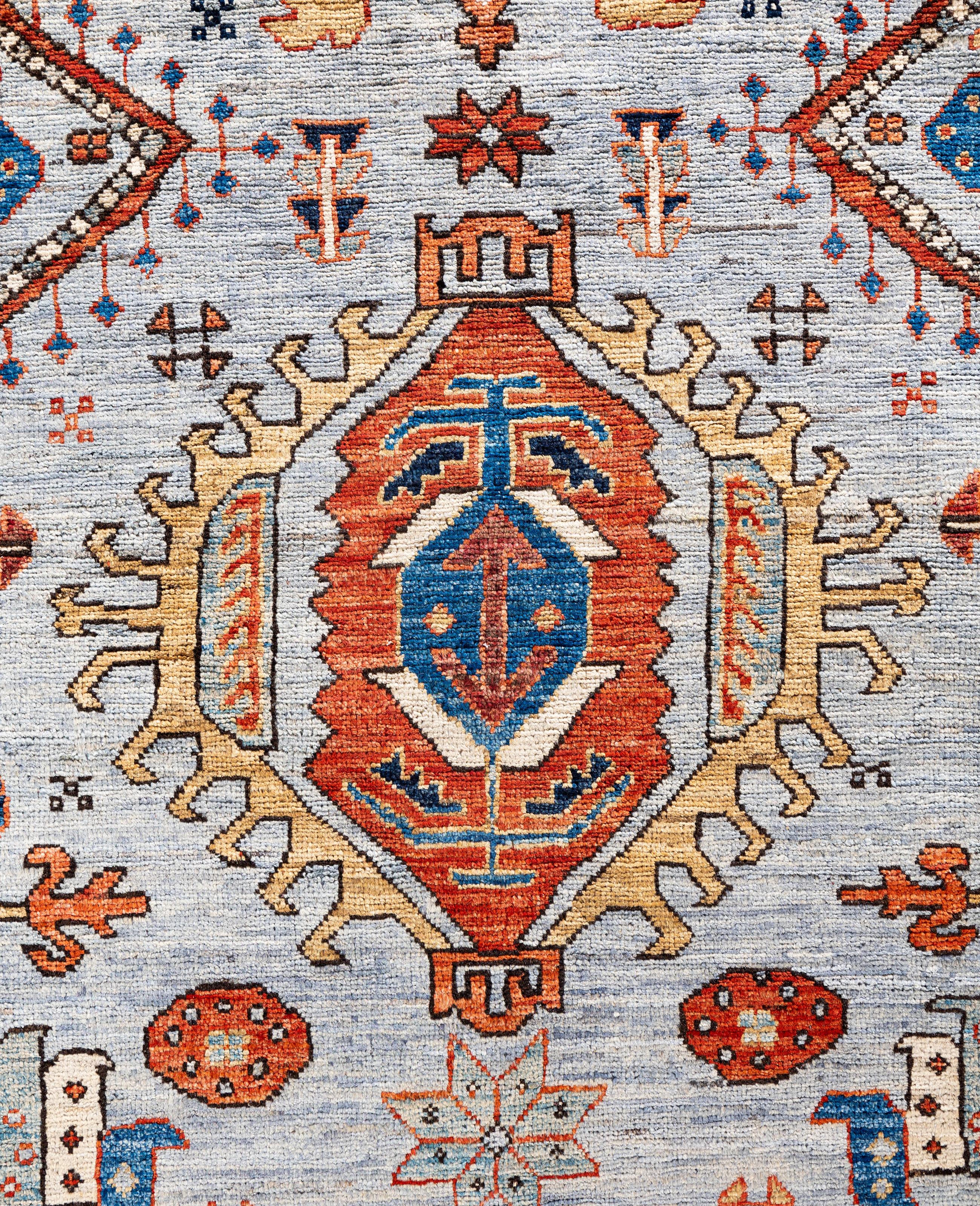 Pakistano Tappeto Serapi One-of-a-Kind Wool Gray Area Rug 9' 0