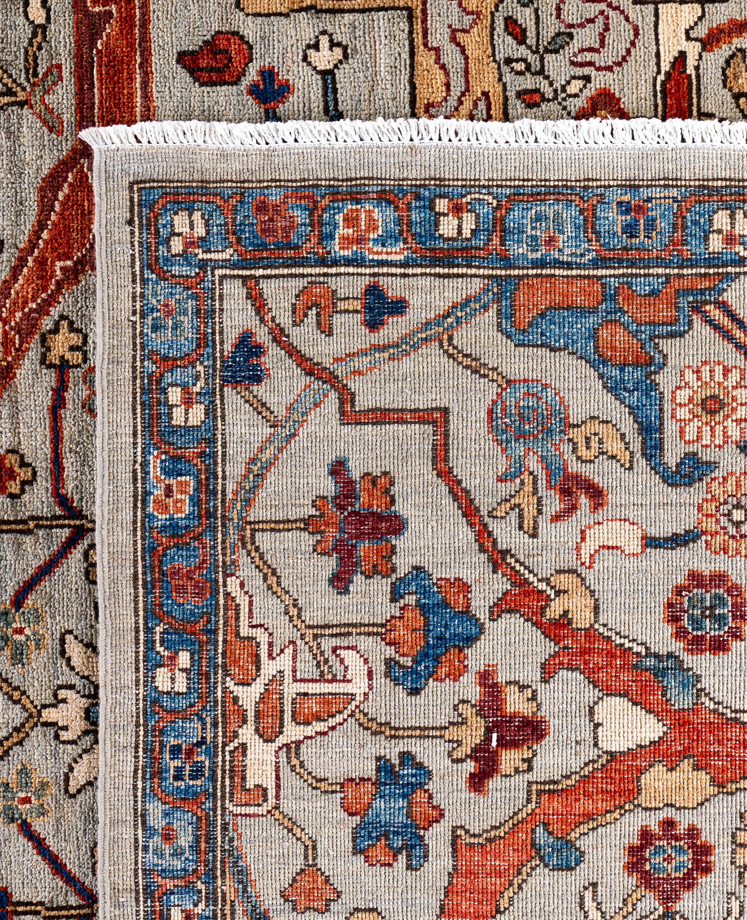 Serapi Tapis de sol unique en son genre en laine grise 9' 0